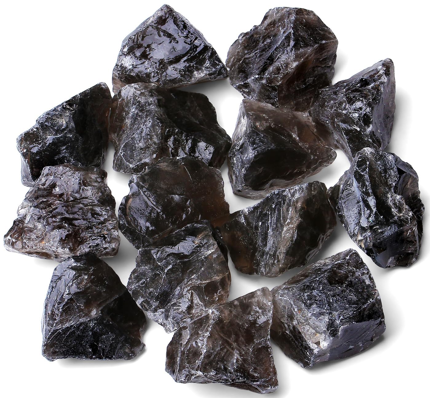 QINJIEJIE Smoky Quartz Crystals Raw Stones Natural Rough Gemstones Rocks Bulk Large 0.8-1.2" Healing Gems Reiki Fountain Rock for Tumbling Cabbing Polishing Wire Wrapping Wicca Decor 0.9 lbs