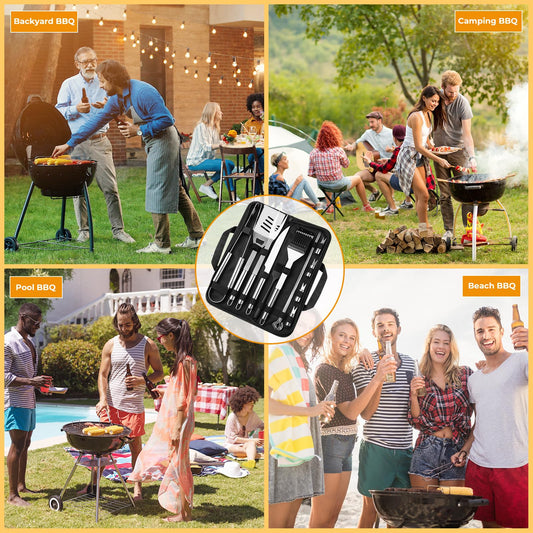 Grill Utensils Set,15 Pcs Stainless Steel BBQ Accessories Set, Portable Professional Grill Tool, Perfect Grill Kit Gift for Outdoor with Bag