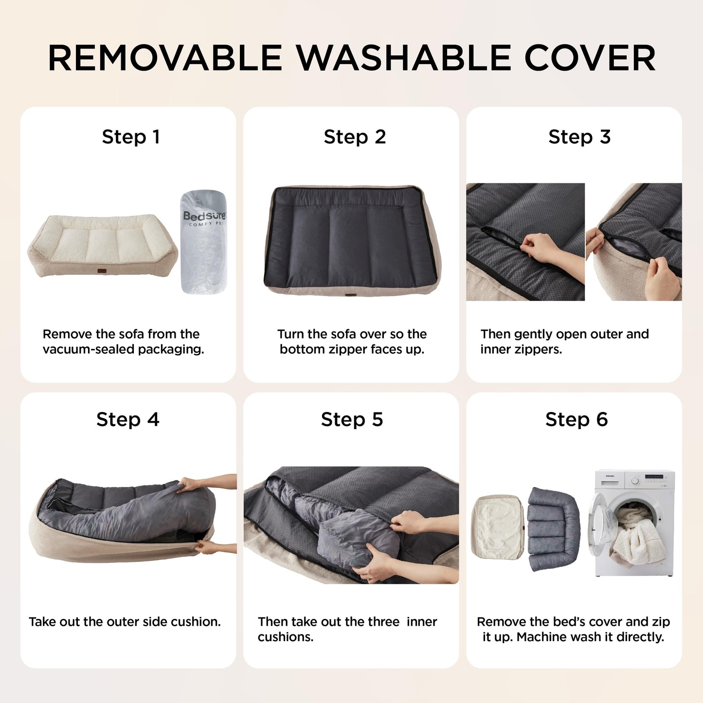 Bedsure SupportMax™ XL Plus Orthopedic Dog Beds Large Sized Dog - As Seen on TV Extra Thick Supportive Dogs Couch with Waterproof Washable Cover, Jumbo Comfort Pet Sofa with Soft Sherpa, Beige, 48"