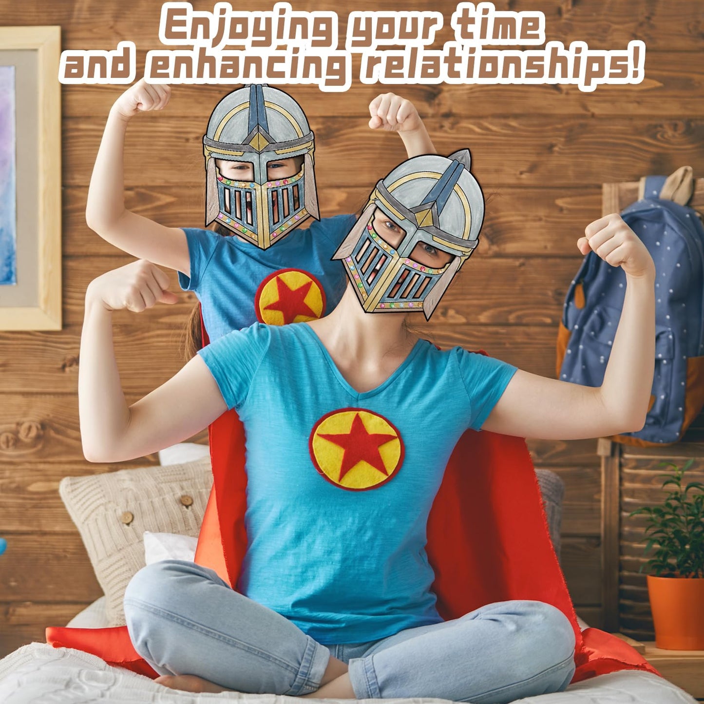 Blueweenly 24 Pack Color Your Own Knight Mask Craft Kit DIY Knight Paper Mask Party Favors Crafts for Kids and Fun Home Activities Party Dress up Theme Supplies