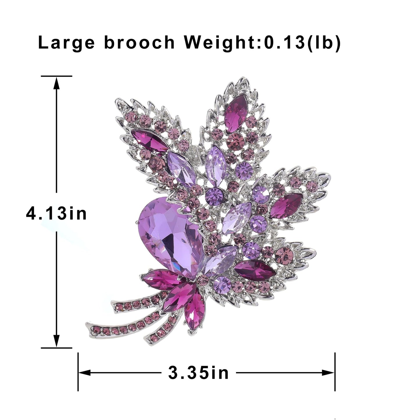 YOQUCOL Purple Austrian Crystal Leaf Shape Bouquet Big Large Brooch Pin Rhinestone Scarf Decoration Wreath Cloth Pin For Women