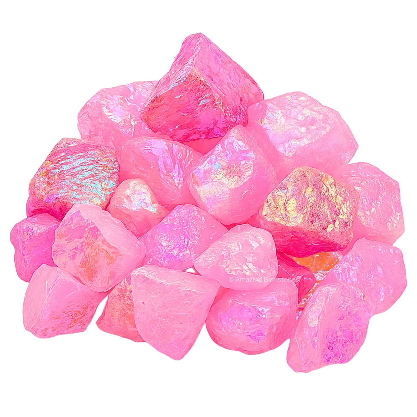 Amazing Gemstone Angel Aura Rose Quartz Raw Crystals and Healing Stones, Natural Rocks for Tumbling and DIY Raw Stones and Crystals (1 Piece)