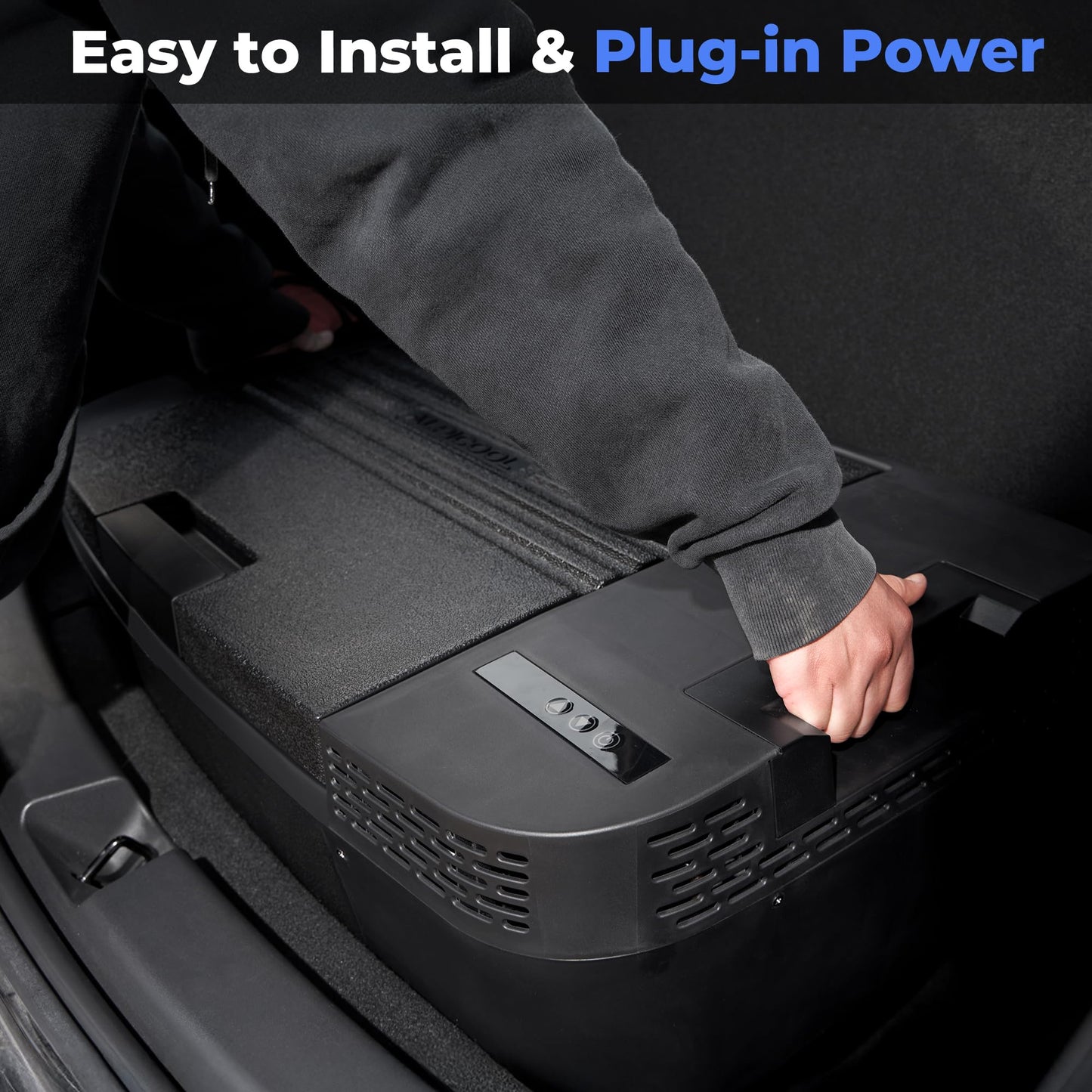 Car Refrigerator for Tesla Model Y, 37QT(35L) -4℉~68℉ Car Fridge 12V Refrigerator for Tesla Model Y Trunk Portable Freezer for Camping Tailgating Road Trip Home 12/24V DC&120~240V AC, App Control