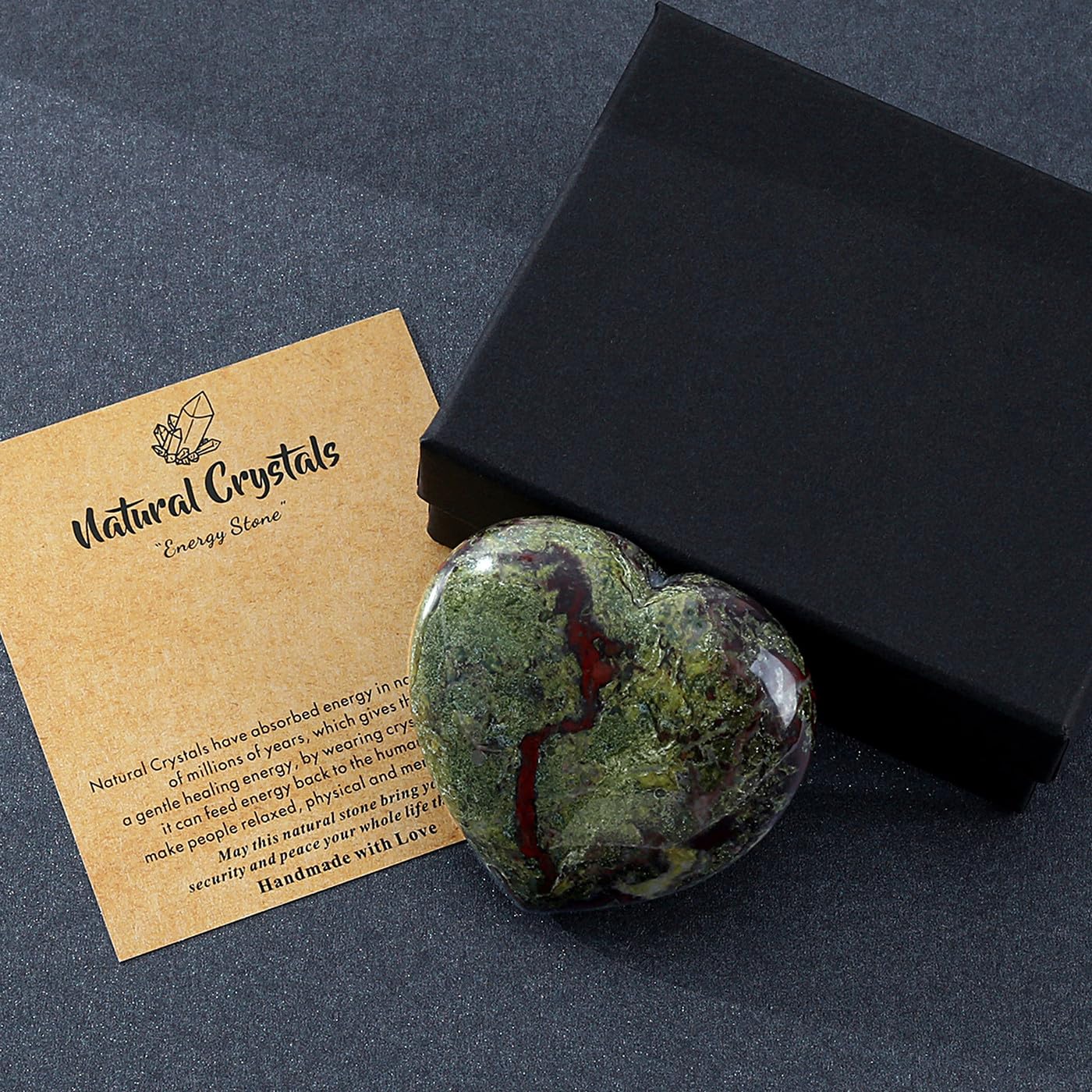 MAIBAOTA 60 mm Dragon Stone Crystals Large Heart Stone Healing Crystals Natural Crystal Heart Reiki Gemstone Polished Heart Shaped Rocks Meditation Mothers Day Crystal Gifts for Mom Her