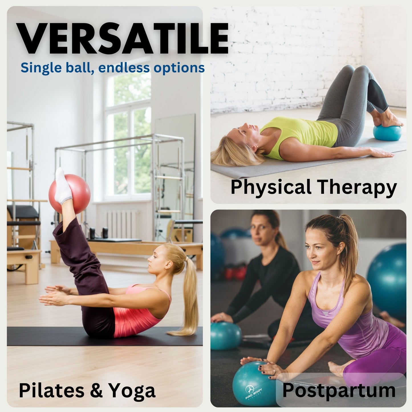 ProBody Pilates Small Exercise Ball with Pump - 9 Inch Workout Ball for Stability, Barre, Yoga, Core & Physical Therapy, Home Gym & Office Use (Blue)