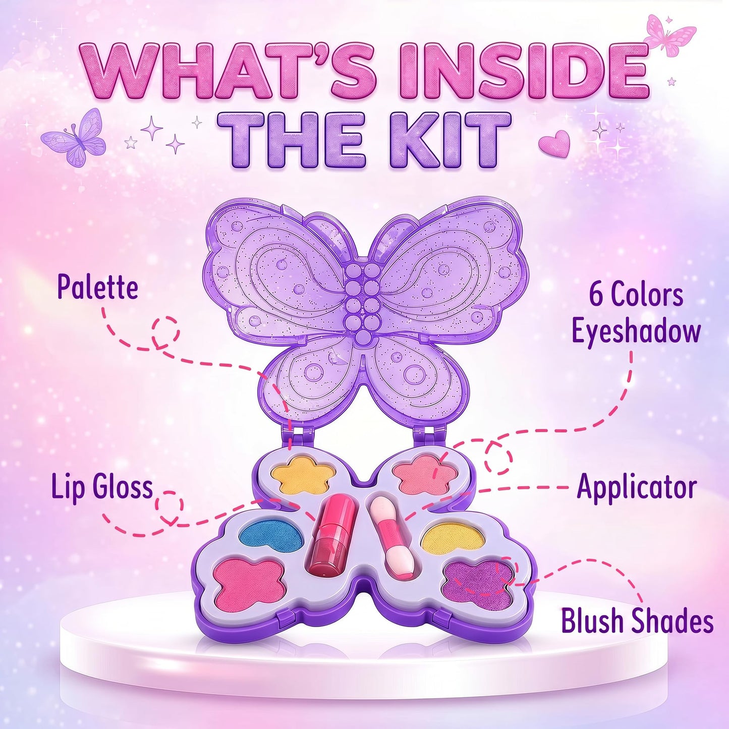 Kids Makeup Kit for Girls – Real Washable Play Cosmetic Set Palette Case, Non-Toxic Pretend Makeup Toys, Perfect Party Favors & Gifts (Palette (12 Pack))