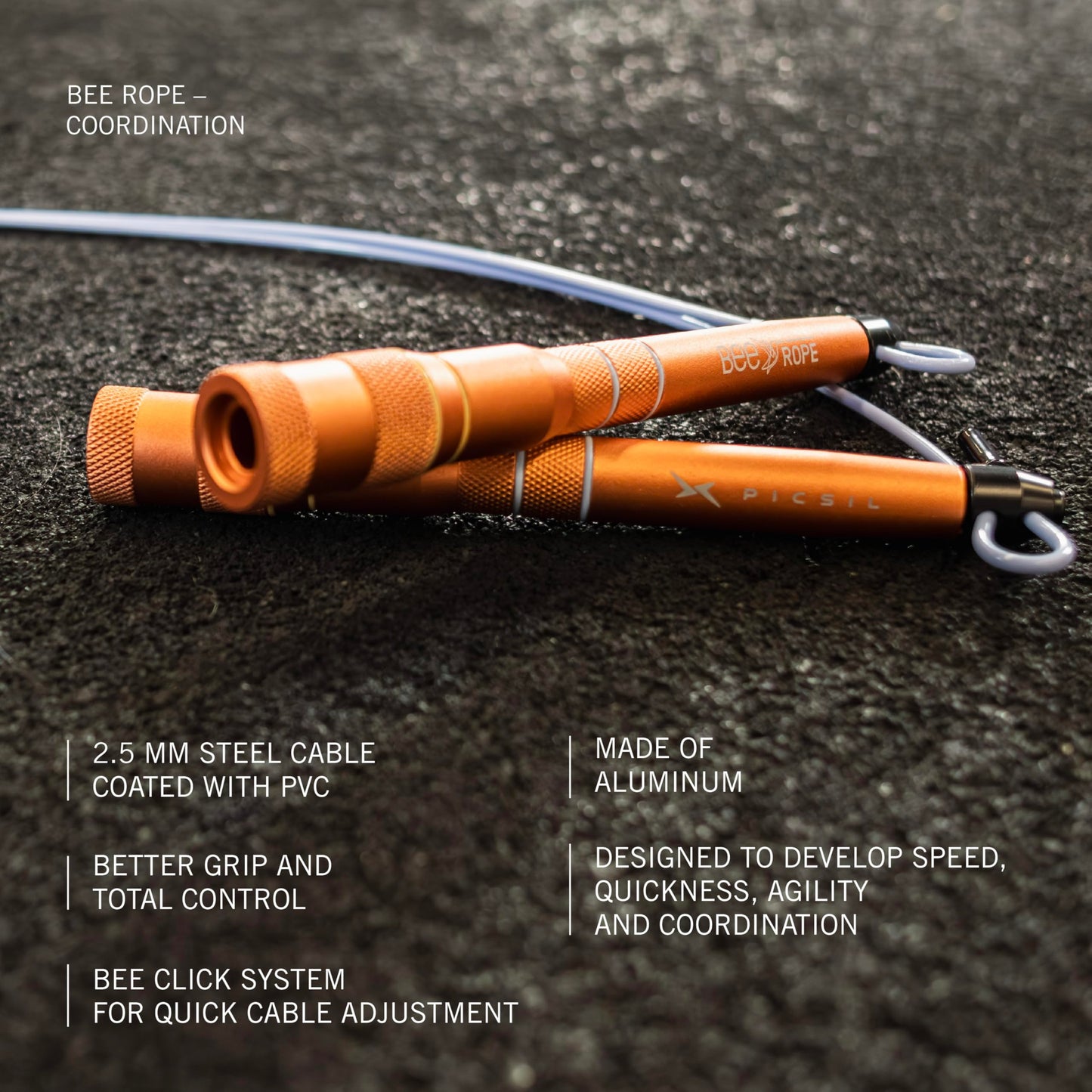 PICSIL - BEE High Speed Skipping Rope | Aluminum & Double Bearing System | Self-Adjusting for Cross Training, Boxing & Fitness | Lightweight 7.4oz | Adaptable for Men, Women & Children | (Lavender)