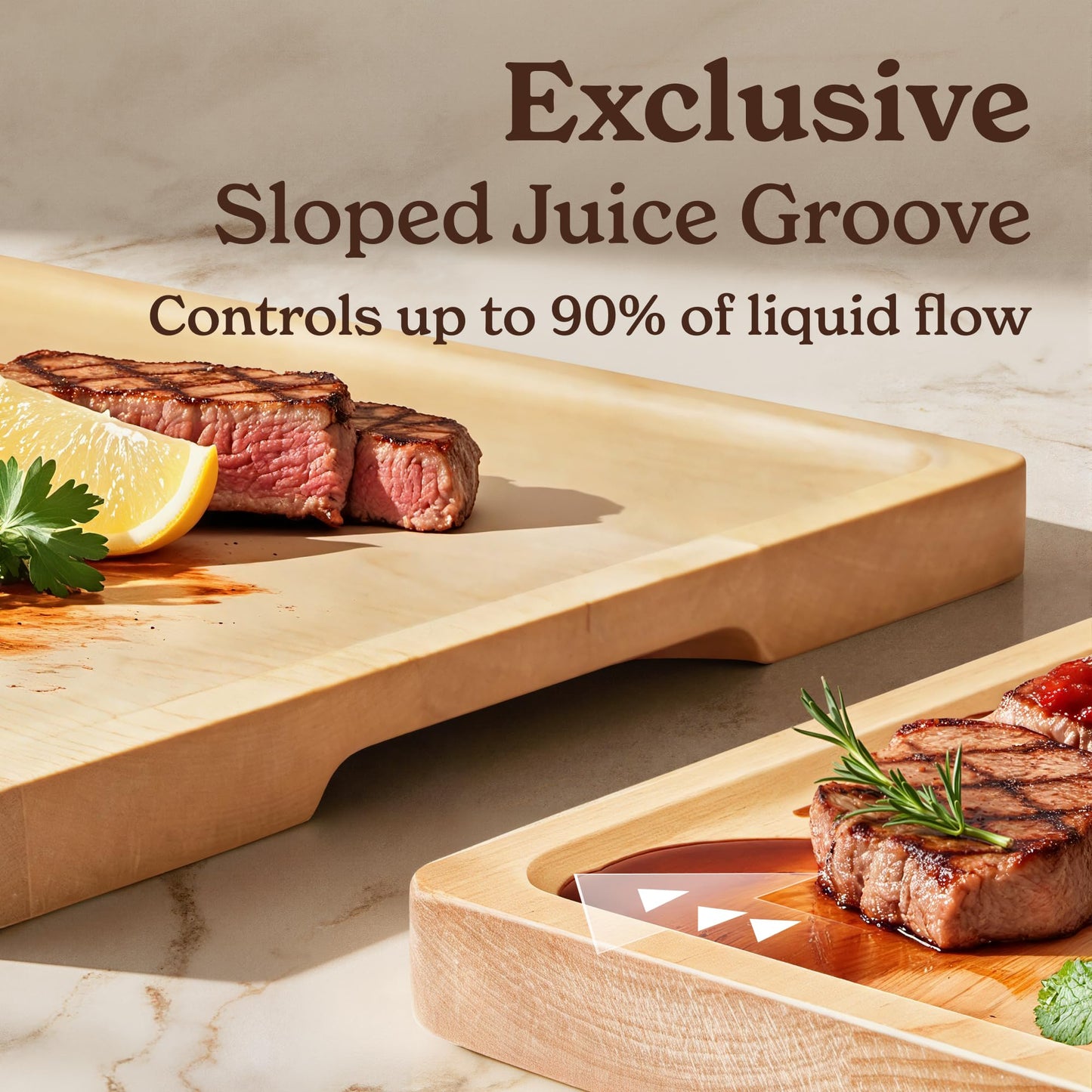 SMIRLY Bamboo Wooden Cutting Boards for Kitchen, Set of 3 Large - Small, Bamboo Wood Cutting Board Set with Deep Juice Grooves, Non Toxic Serving Tray, Perfect Mother's Day Gifts