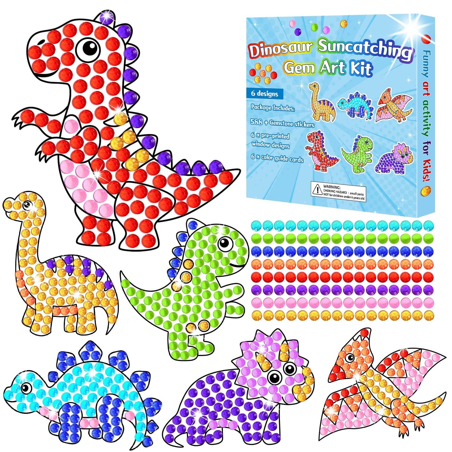 Qyeahkj 6pcs Summer Arts and Crafts Kits Suncatcher Easy Art Craft for Kids Children Teenagers at 4-12 DIY Fun Sun Fruit Diamond Painting Kits for Girls Boys Ages 3 4 5 6 8 10 12