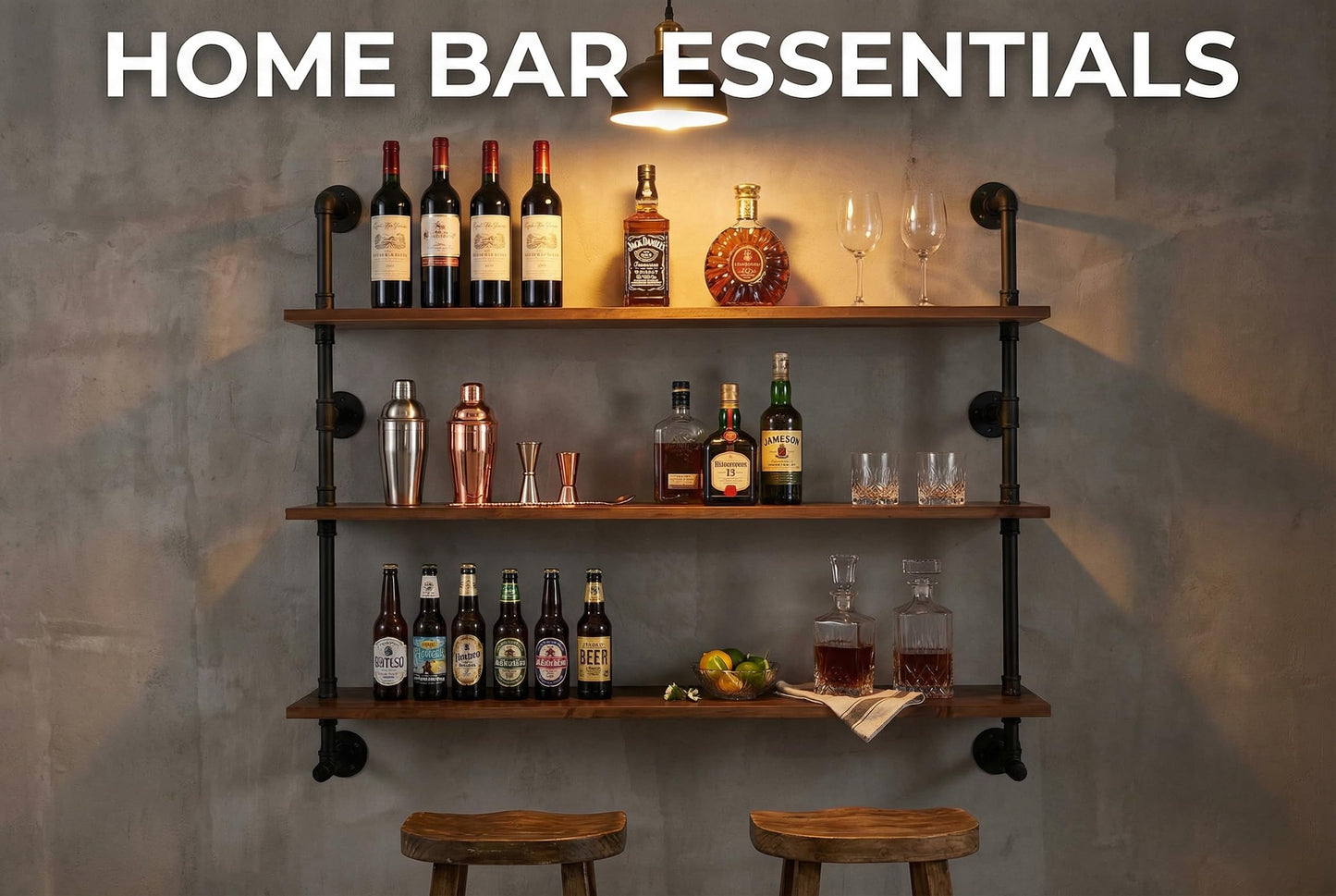 Industrial Pipe Wall Shelves Pipe Shelving with Real Wood Plank ,48 Inches Floating Shelves for Wall Farmhouse Pipe Book Shelves Dark Brown 3 Tier for Kitchen,Living Room Decor and Bar Shelving