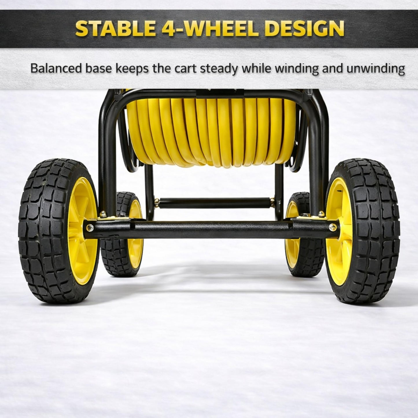 Real Hose Storage Garden Hose Reel Cart, Heavy Duty Hose Reel with Wheels, Outdoor Water Hose Reel for Backyard, Garden, or Lawn, Metal Hose Carts (250ft Hose Capacity)