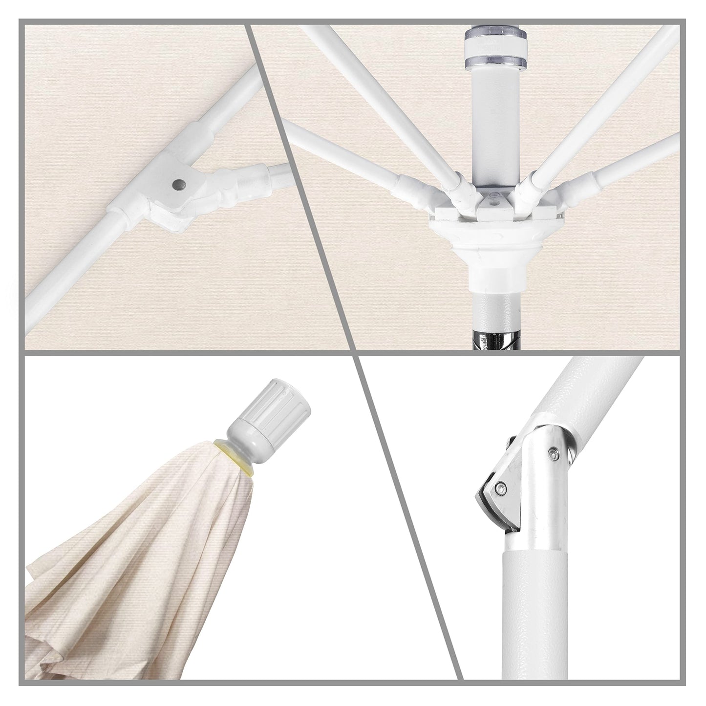 California Umbrella 11' Rd. Fiberglass Rib Patio Umbrella, Crank Lift, Collar Tilt, White Pole, Canvas (GSCUF118170-SA53-DWV)