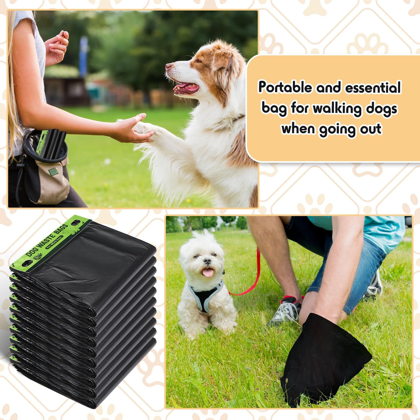 Ireer 5000 Pcs 50 Counts Pet Waste Bags Bulk, Dog Bags with Fit Hang Hole Easy Single Pull for Parks, Hoas Residential Use, Dog Waste Station, Compatible with Poop Station Dispensers (Black)
