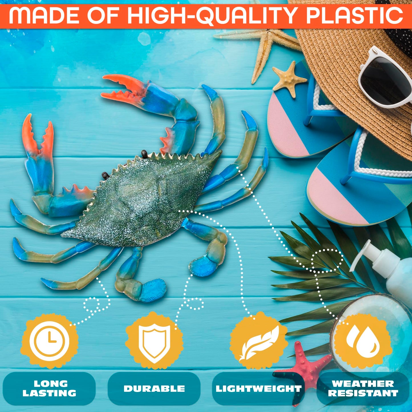 2 Pcs Blue Crab Toy - 6.6 X 5.3" Imitation Crab Decorations with Lifelike Texture and Detail - Plastic Sea Creatures for Aquarium Decor, Seafood Market Displays, Photo Props & Coastal Themed Styling