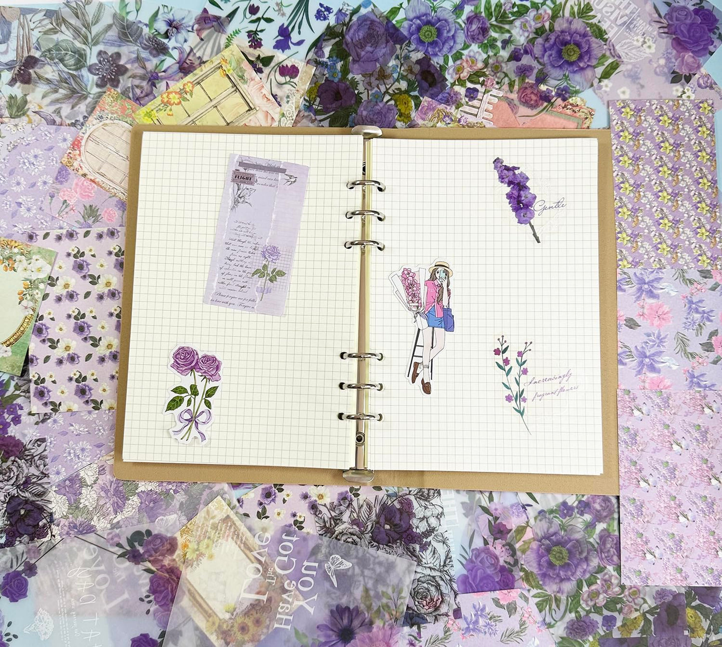 Scrapbooking Supplies Kit, Vintage Junk Journal Supplies Aesthetic Journaling Kit for Bullet Scrapbooking, Stationery, Planner, DIY Craft Journal Supplies for Teen Girls Adults Women, 354pcs