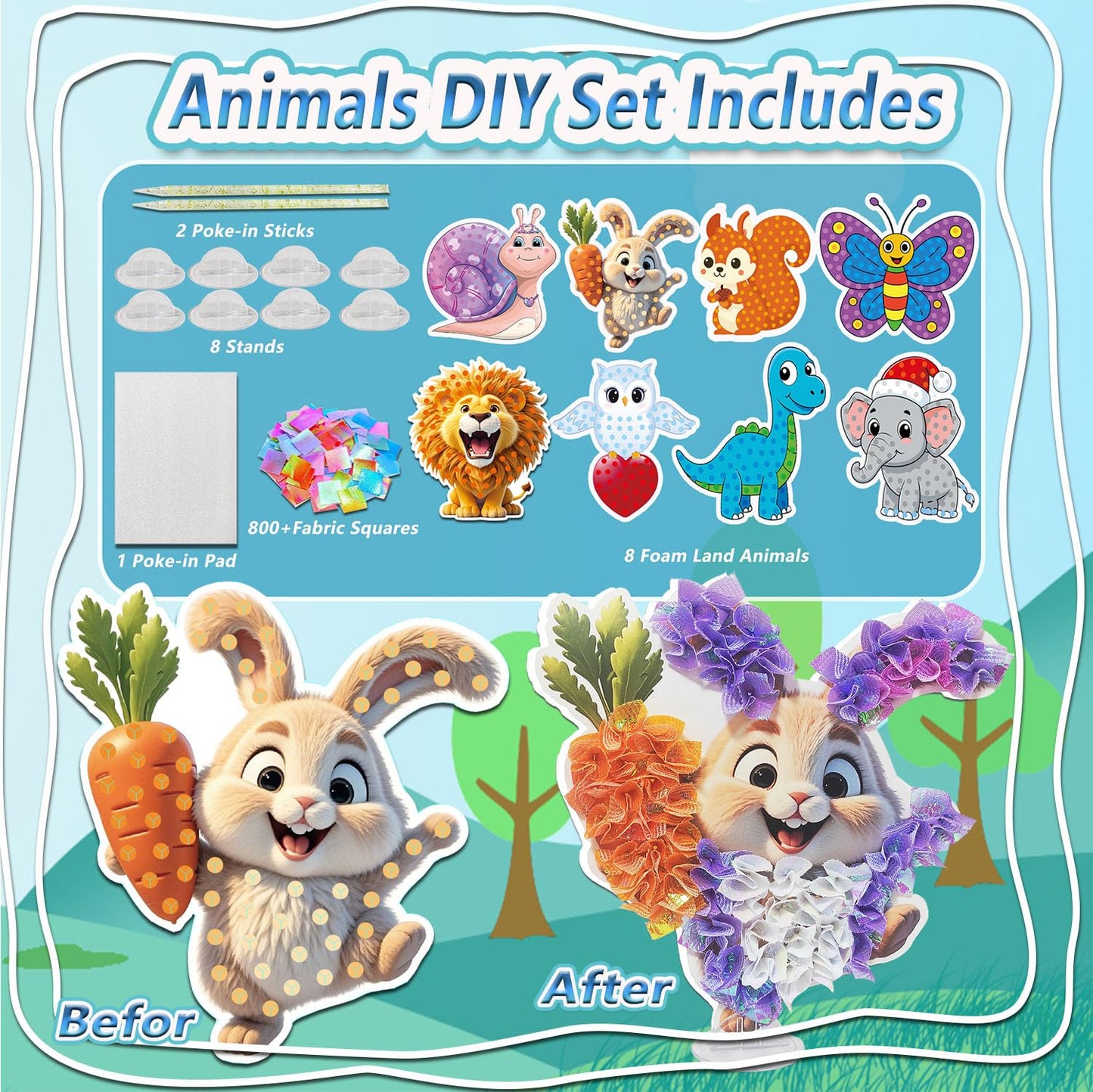 JRD&BS WINL Poke A Dot Art Kit - Magical Animals Theme No-Mess DIY Craft for Kids Mess-Free Fun for Kids, DIY Wood Craft Kits, Creative Activity, Christmas Gifts for Girls & Boys Ages 4