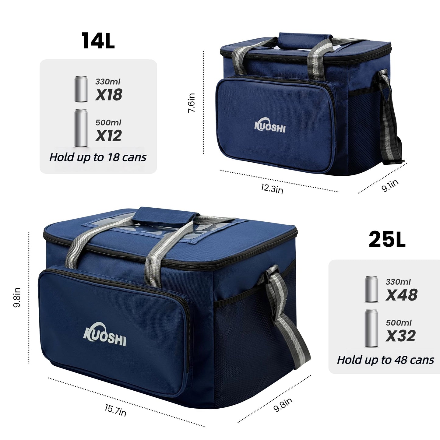 KUOSHI 14L Insulated Lunch Bag for Men/Women Leak-Proof Cooler Bag Liner & Soft Tote, Insulated Cooler Bag, Large Reusable Lunch Box for Work, Beach, Picnic, Fishing