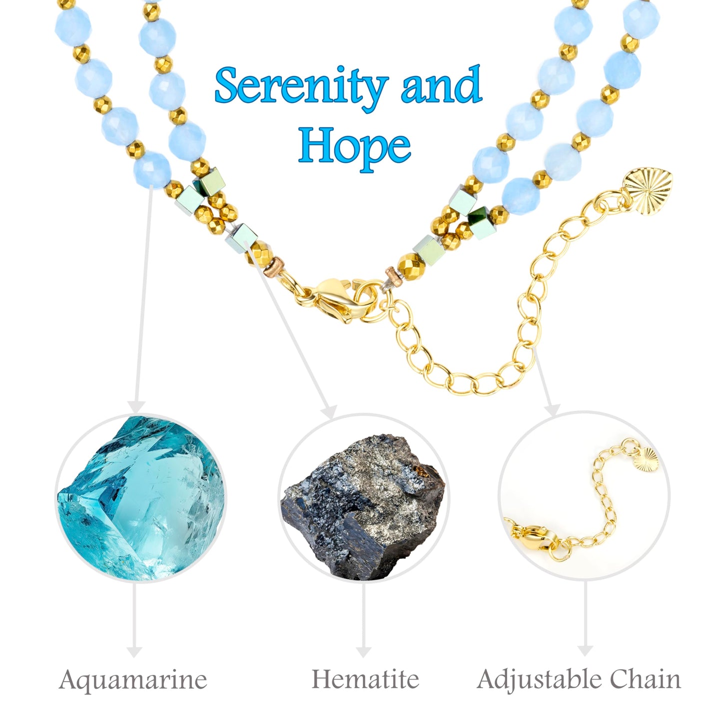 Farfume Aquamarine - Hope - Crystal Beaded Bracelets, Chakra 4mm Natural Stone Beads Bracelets, Gemstone Spiritual Jewelry Gifts for Mother's Day