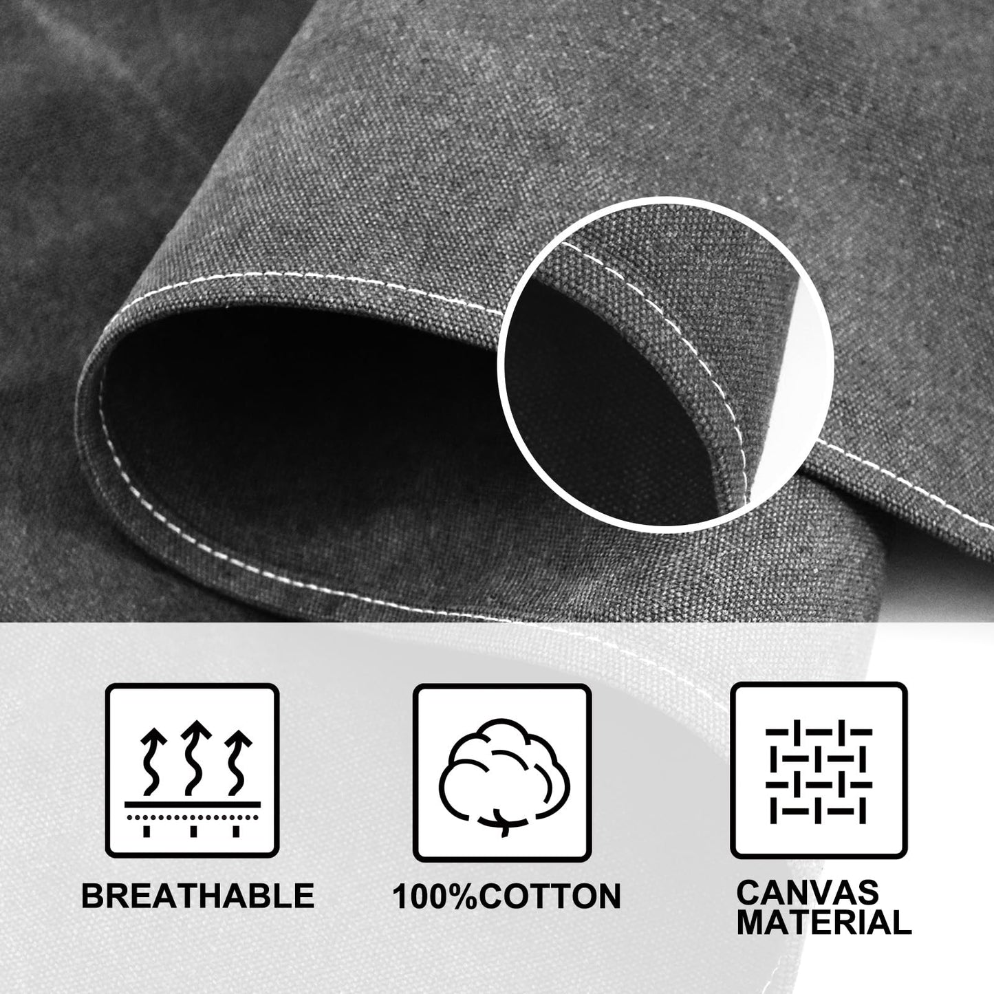 OUNLEN Chef Apron for Men Women Canvas Aprons with 3 Pockets Cross Back Resistant Work Apron for Cooking Grilling Baking BBQ Barber Kitchen (Black)