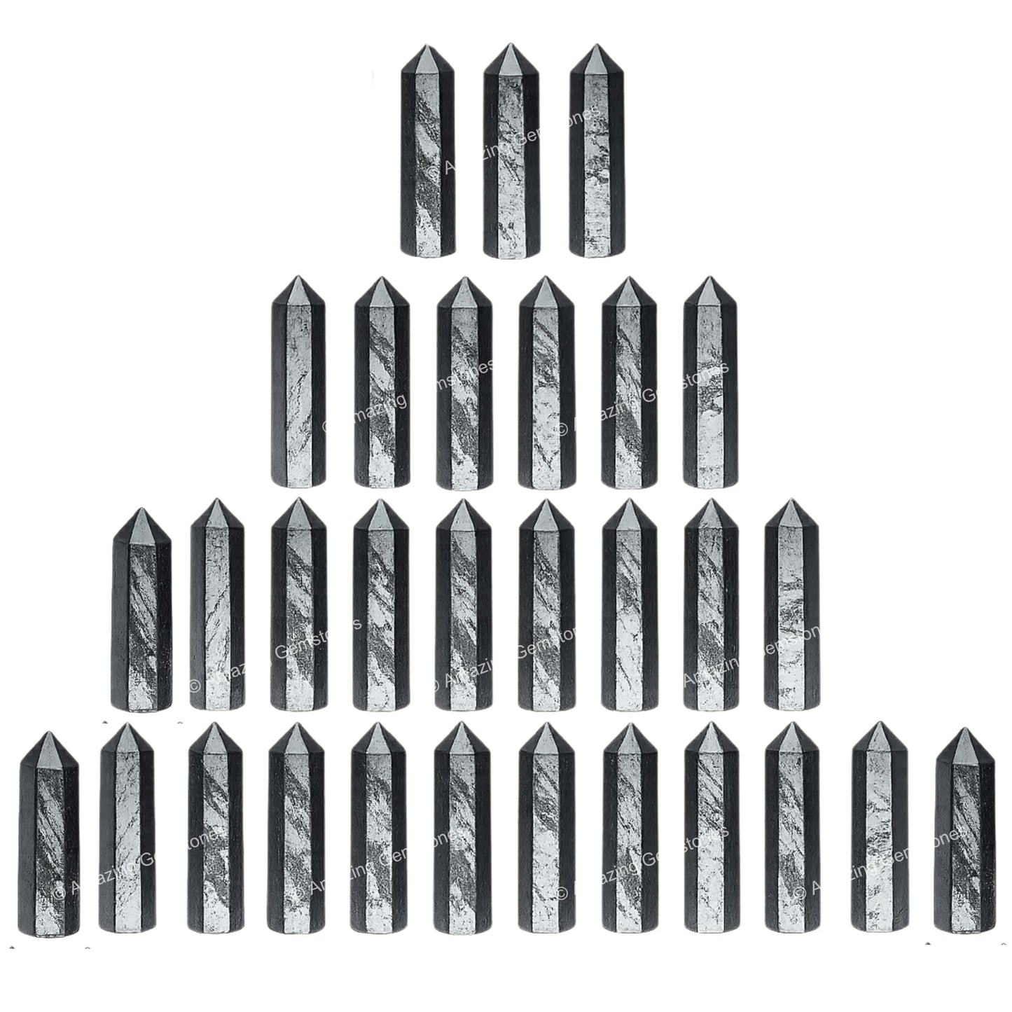 Amazing Gemstone Hematite Crystal Points Bulk Healing Crystals - Pack of 3 Single Terminated Healing Wand Point Bulk Crystals for Crafts, Crystal Grid, DIY Work - Premium Crystals for Beginners Gifts