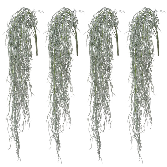 dallisten 4 Pcs Fake Hanging Plants, 36" Artificial Hanging Grass Plants Greenery Vines UV Resistant Faux Trailing Plants for Indoor Outdoor Wall Shelf Porch Boho Home Patio Decor(Dust Green)