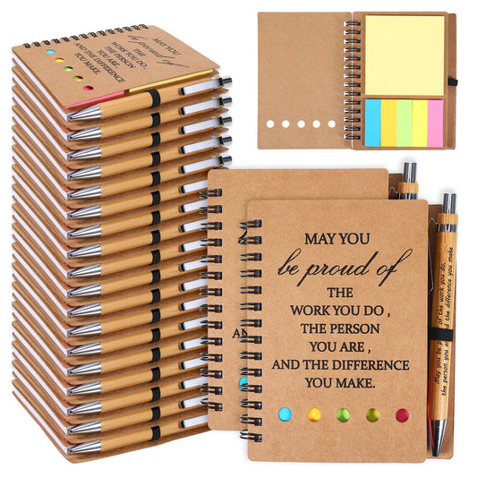 30 Pack Inspirational Spiral Notebook, Employee Appreciation Gifts Bulk Journals with Sticky Note Pen, Note Pads for Employees for Nurse Teacher Team Employees Coworker Volunteer Thank You Gifts