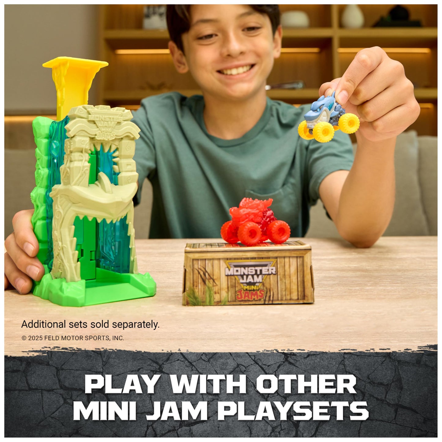 Monster Jam Mini Jams, Cobra’s Crazy Escape 28” Motorized Playset, 2 Exclusive Die-Cast ThunderROARus and JCB Digatron Monster Trucks, Kids Toys for Boy and Girls Ages 3 and up