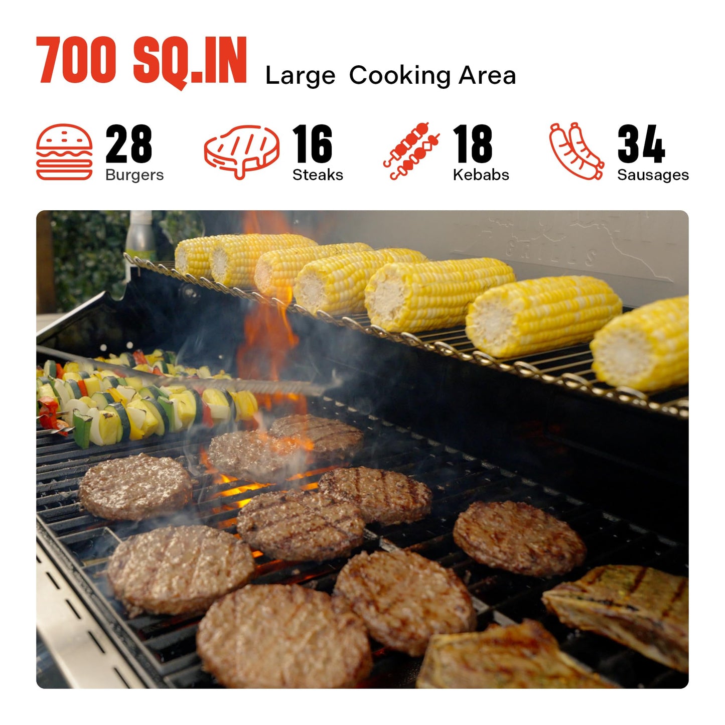 Monument Grills Larger 4+2 Burner Propane Gas Grills Stainless Steel Cabinet Style with Side & Side Sear Burners, Built-In Thermometer, and Knob Controls