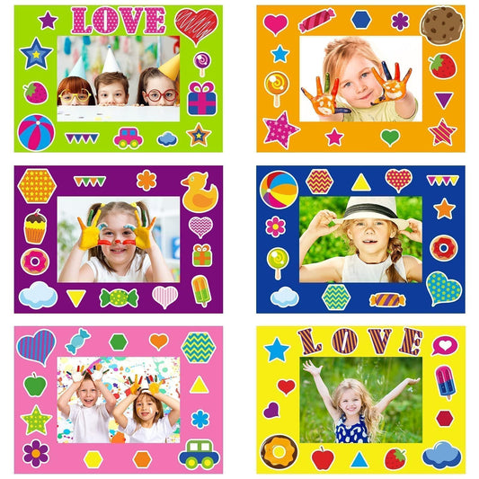 30Packs Picture Frame Crafts Kits for Kids, Summer Spring Colorful Holiday DIY Foam Picture Frames for Christmas Girls Gifts Game Activities Teacher Gifts Preschool Bulletin Board Decoration