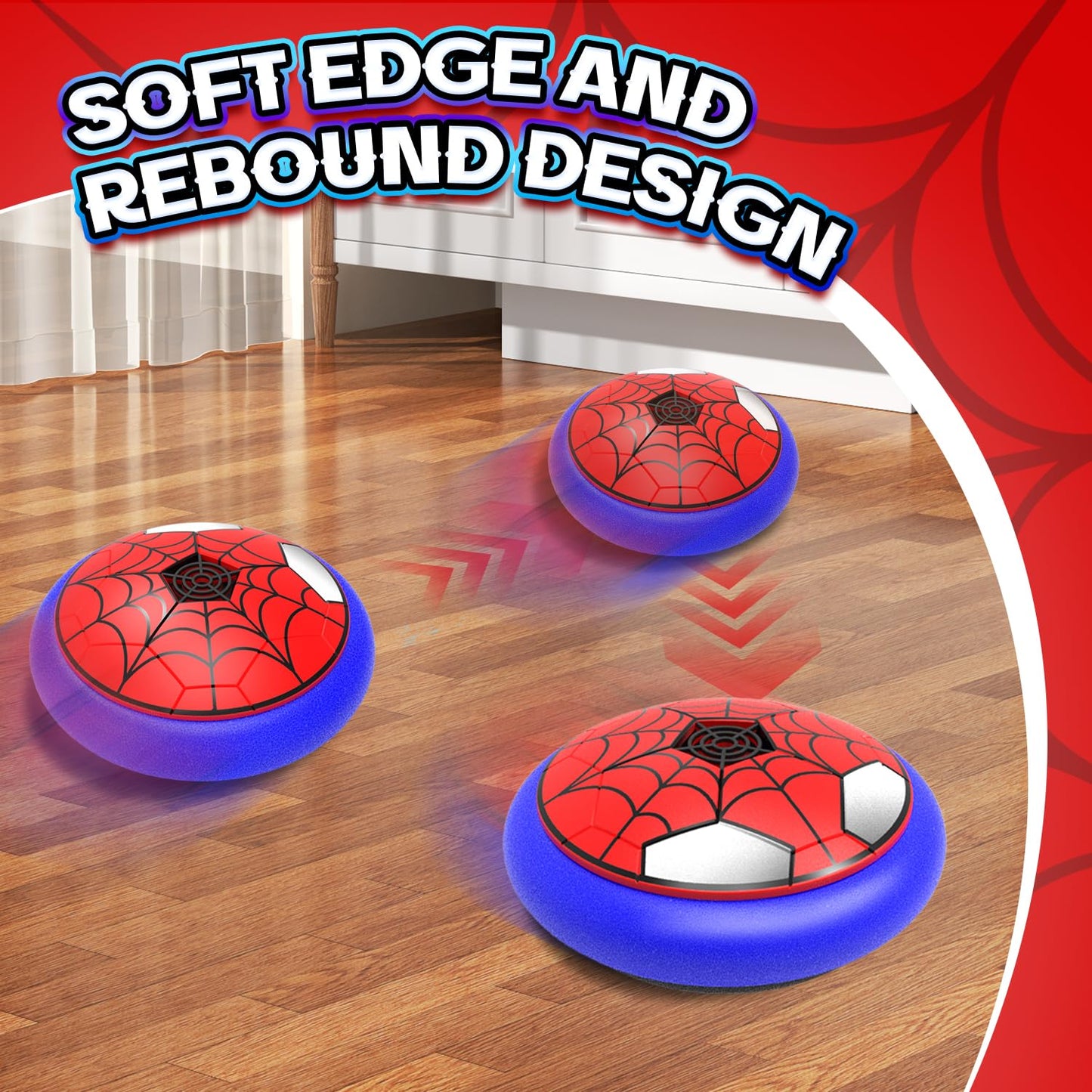 Thusine 2PCS Soccer Toys for Boys 4-6 Hover Soccer Ball Indoor Gifts for Kids Toys, Birthday for 4 5 6 7 8 9 10 Year, Football Toy Games Gift for Boys Age 6-8, 8-12 with LED Lights Foam Bumper