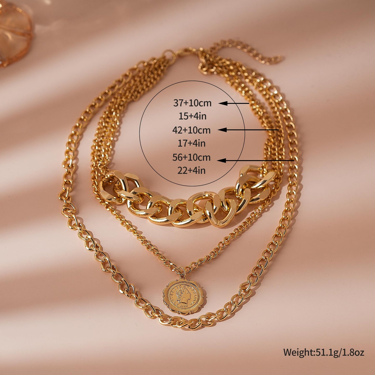 ANDKISS Gold Necklace Stack for Women-Gold Layered Necklace Trendy Retro Coin Pendant Necklaces Dainty Chunky Chain Choker Necklaces