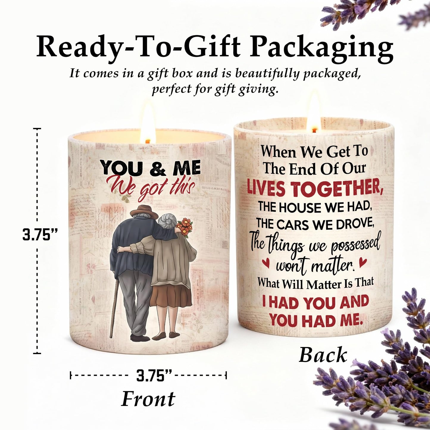 Lavender Candle - Romantic Gifts for Her, Him, Women, Men, Wife, Girlfriend, Boyfriend, Husband - Couples Gift for Anniversary, Christmas, Valentines Day Gifts & More - Stocking Stuffer for Women Men