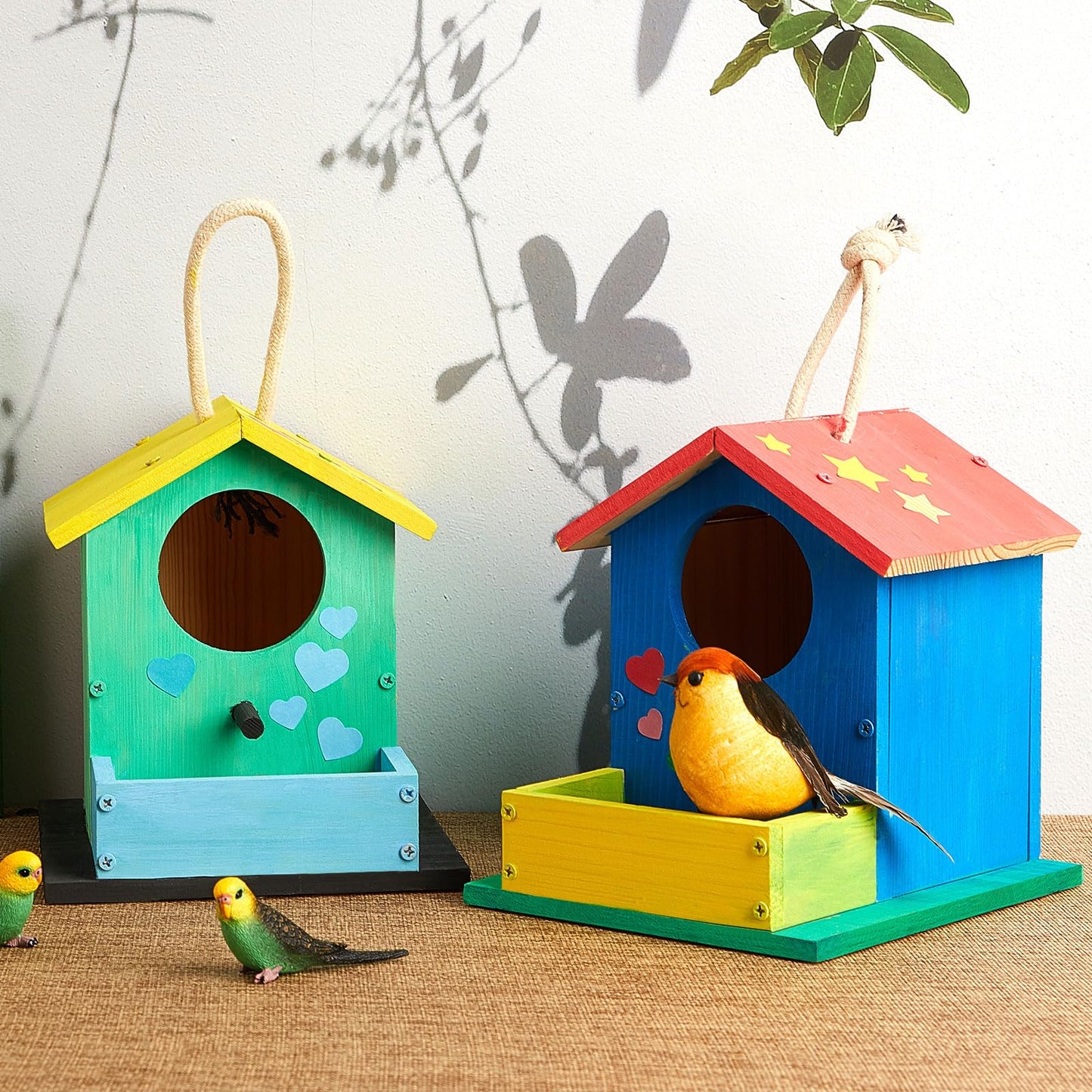 Liliful 4 Pack DIY Wooden Birdhouse Kit, Crafts for Kids and Adults, Bird House with Paint and Paintbrushes Painting Kits for Boys and Girls, Spring Birthday Classroom Gifts for Ages 4-8