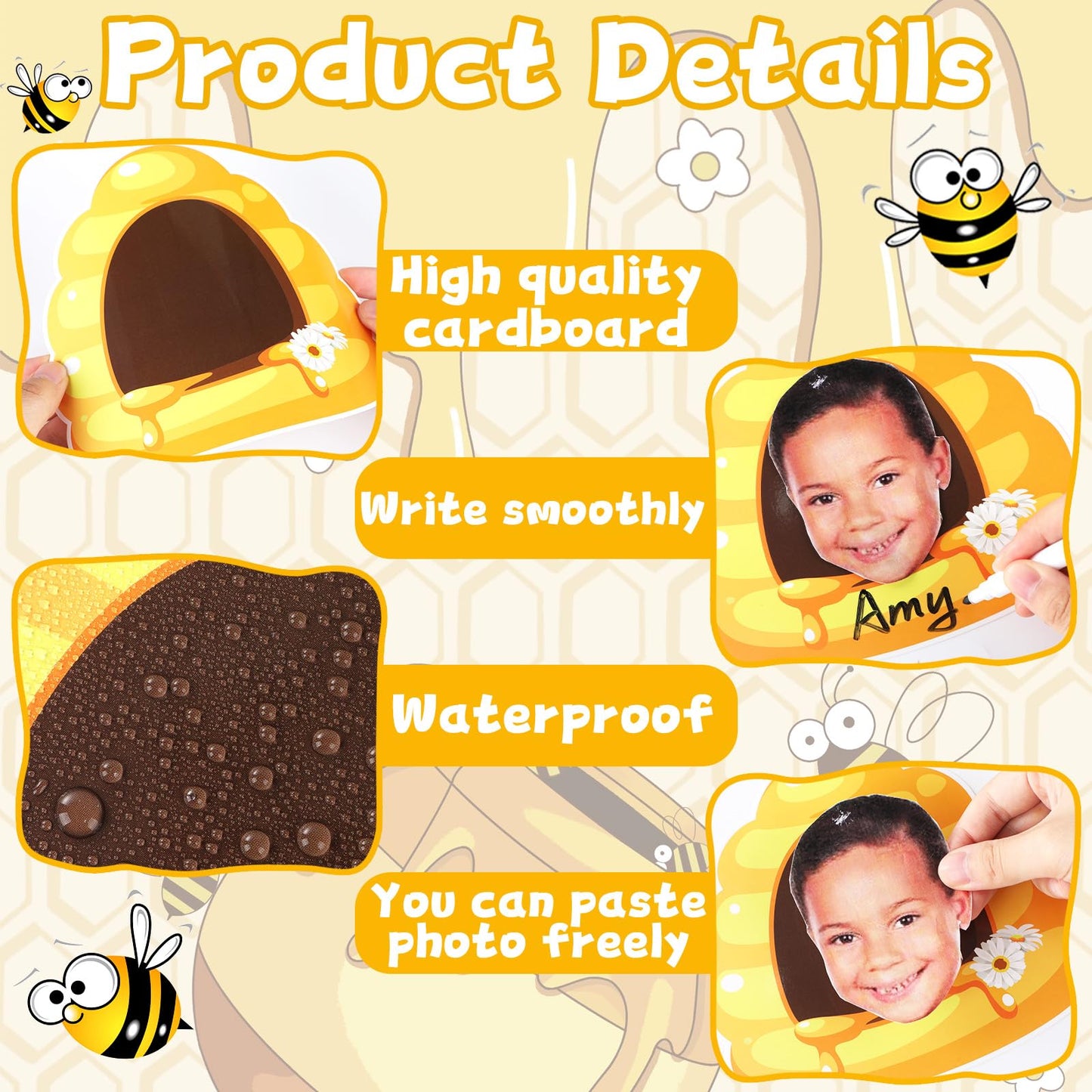 gisgfim 80Pcs Bee Hive Cutouts Summer Honey Bee Hive Decorations Bulletin Board Honey Daisy Paper Cut-Outs Classroom Decor for Boy Girl DIY Craft Photo Wall Kindergarten Preschool Party Favor Supply