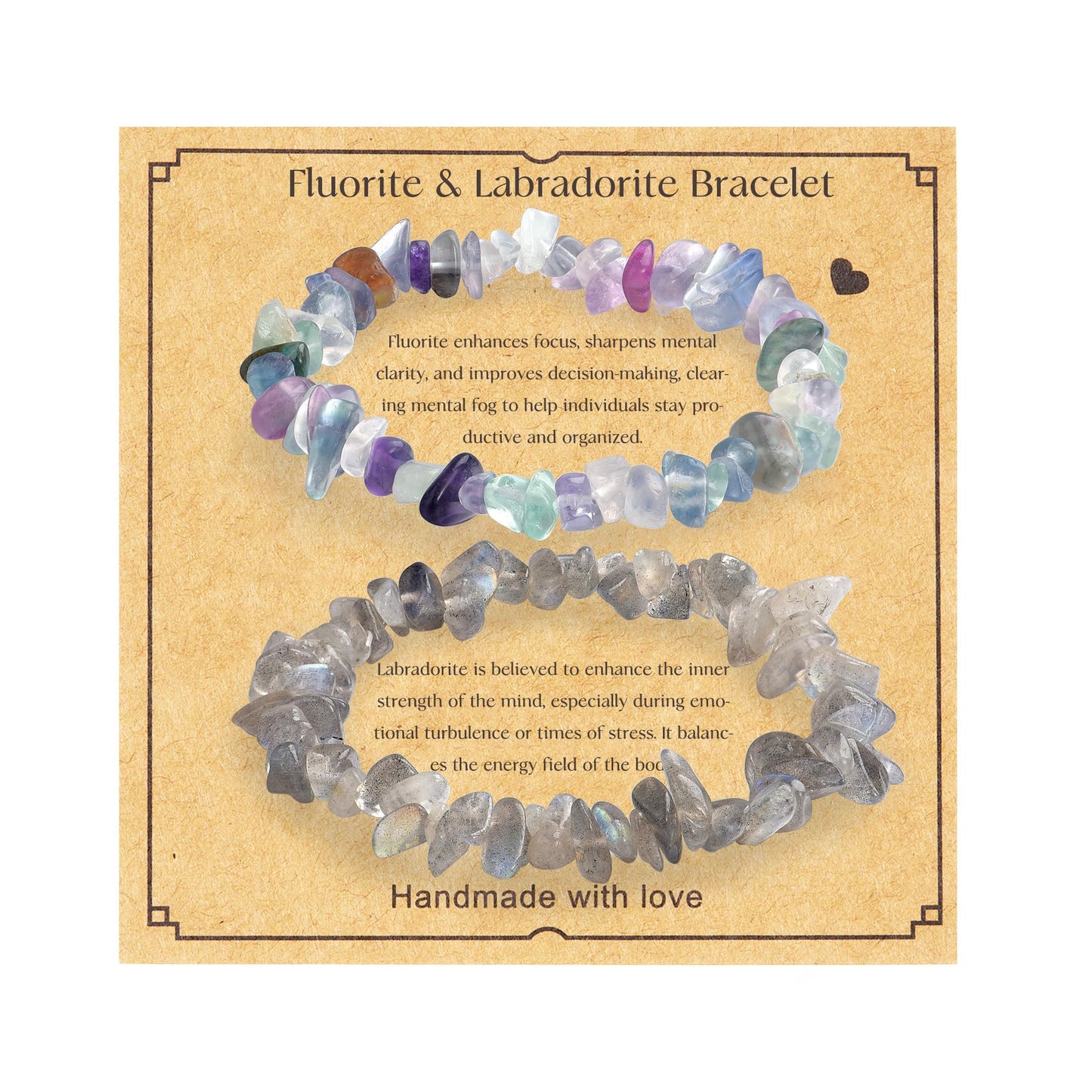 BaronCara Fluorite,Labradorite Healing Crystal Bracelet - Chakra Blessing & Protection Jewelry for Women