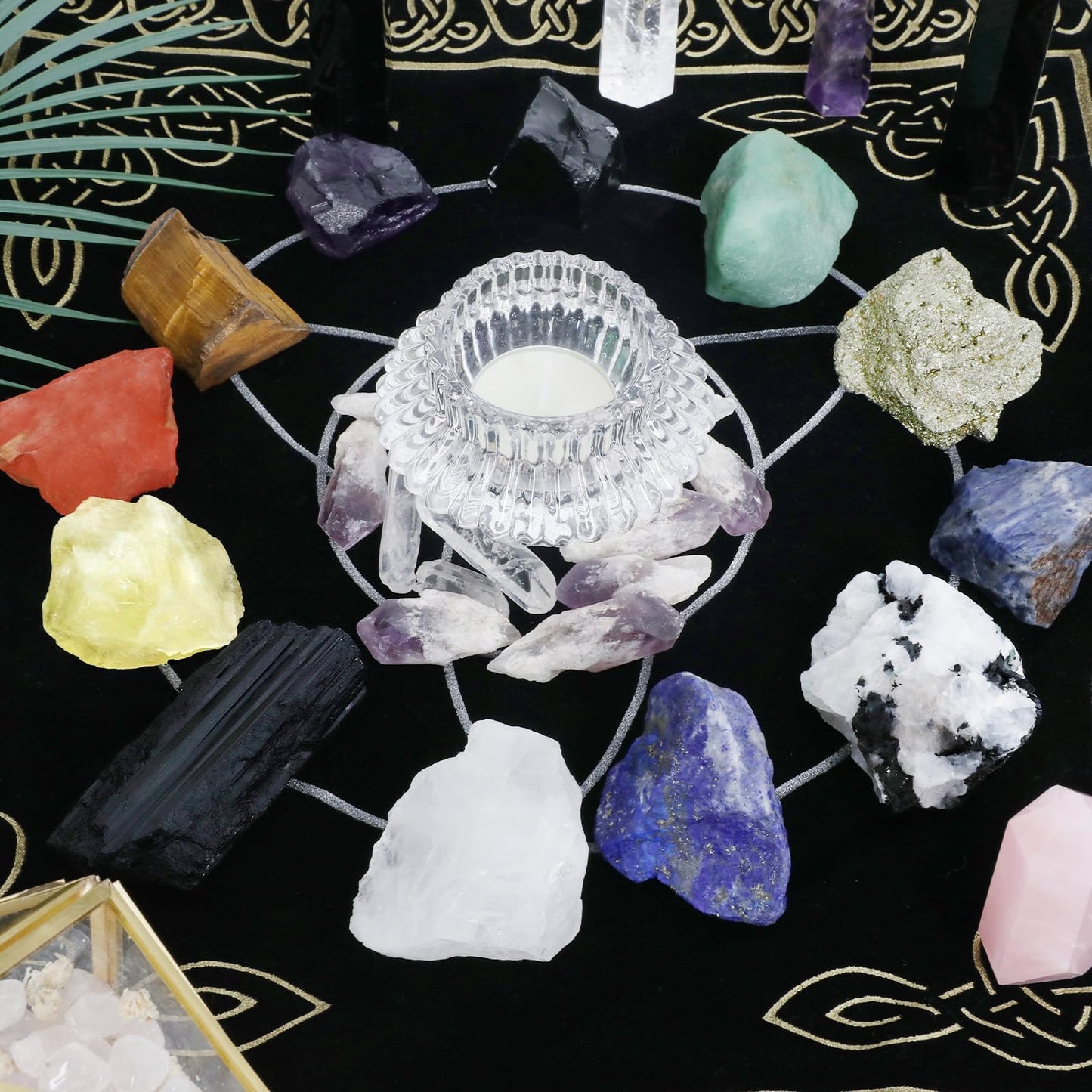 Orientrea Raw Tiger Eyes Rough Crystal with Clear Quartz, Natural Tiger Eyes Crystal and Healing Stones for Tumbling, Decoration, Polishing, Wire Wrapping, Wicca & Reiki 2PCS