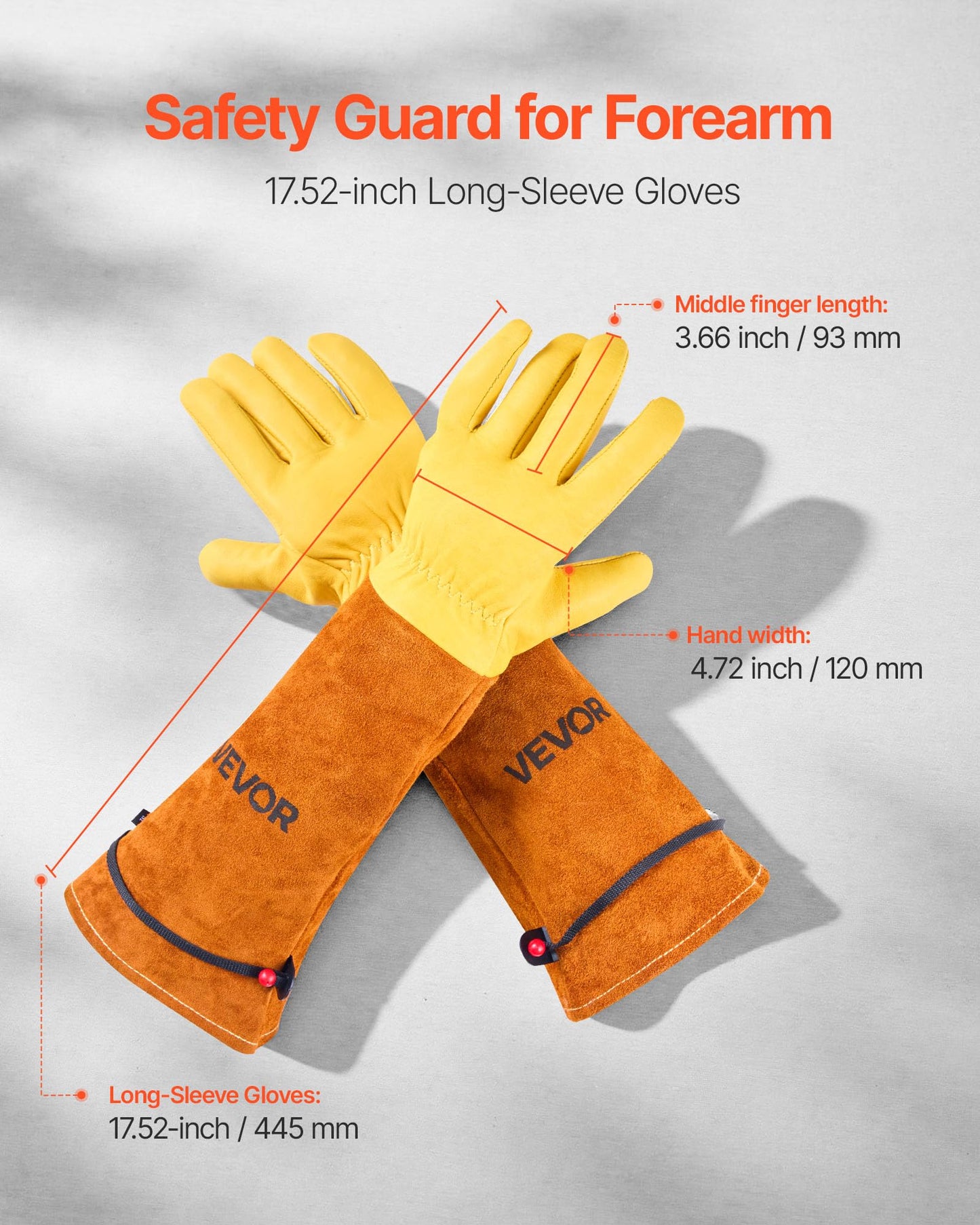VEVOR Gardening Gloves, Thorn Proof & Puncture Resistant Garden Gloves with Elastic Cuff, 17.5 in Long-Sleeve Glove Rose Pruning Glove for Men & Women Weeding Digging Planting, Size M