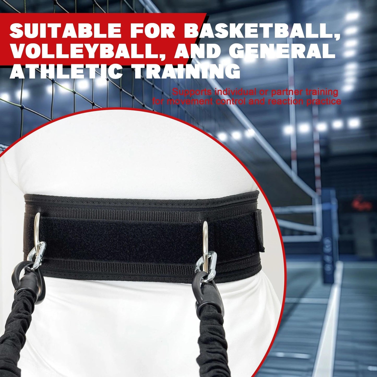 OKQX 1-Pack Zone Defense Resistance Band Kit, Basketball & Volleyball Agility Training Belt Kit – Resistance Band Speed & Coordination Trainer with Adjustable Waist Strap, Black