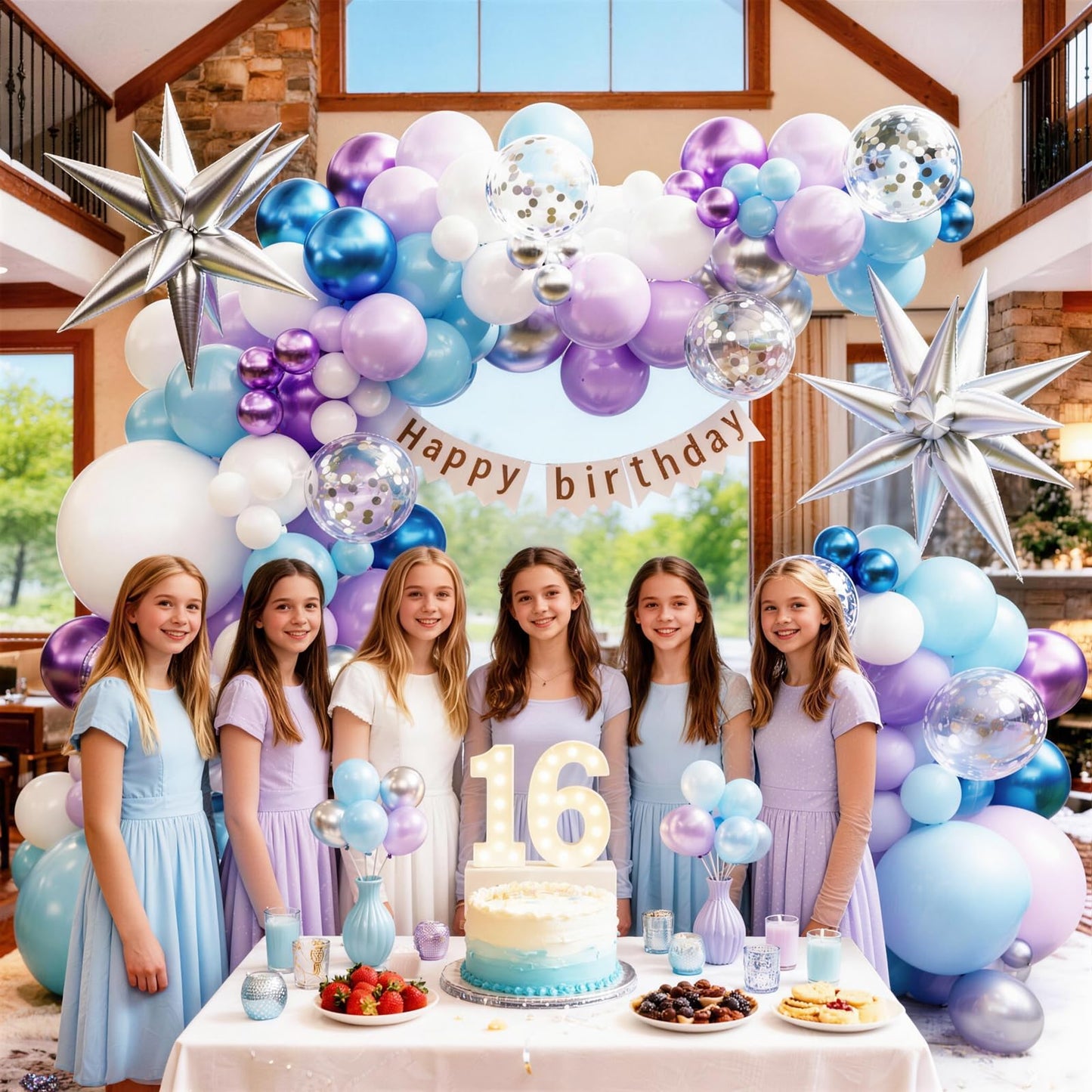 KARLURE Purple and Blue Balloon Arch Kit with White and Silver Balloons for Summer Pool Party Under the Sea Ocean themed Party Kindergarten Graduation Girls Princess Birthday Party Decorations