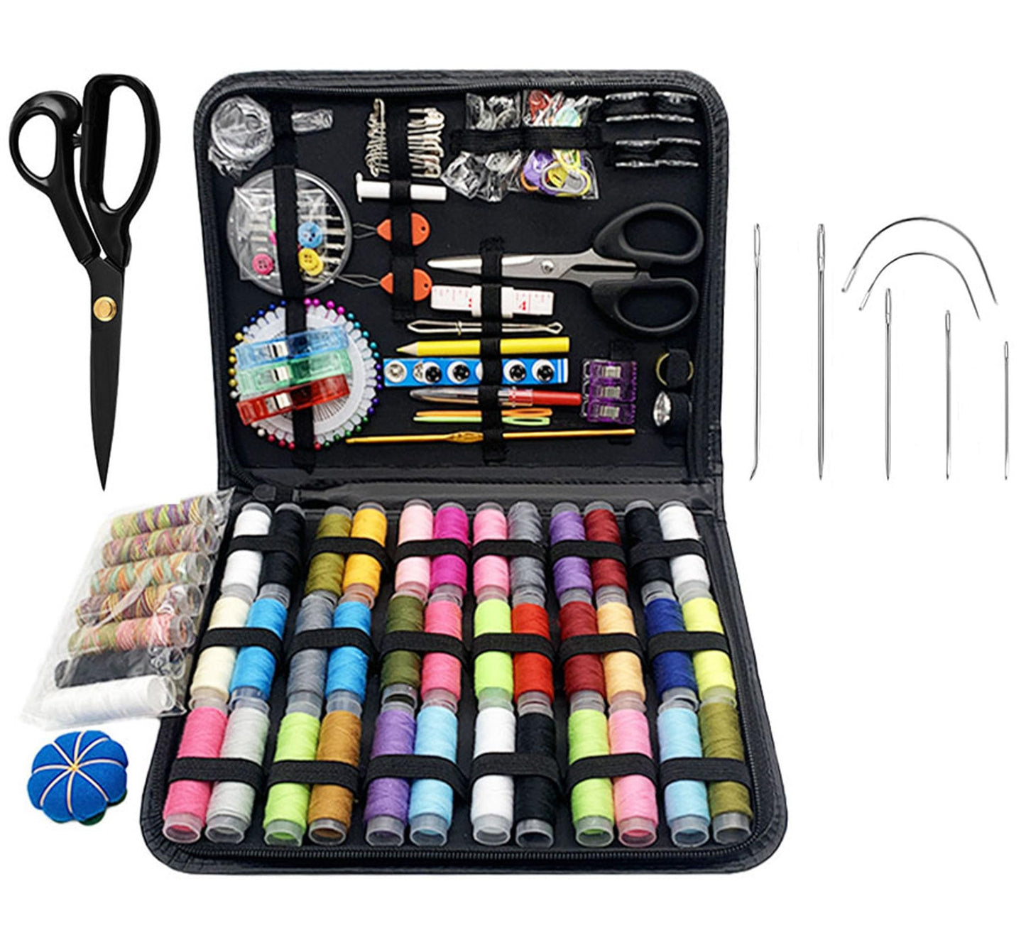 Sewing Kit for Adults,with Heavy Duty Fabric Tailor Scissors, 233 Pcs Newly Upgraded Hand Travel Sewing Kit Professional Needle and Thread Kit, Portable Sewing Supplies for Travel Home Beginners