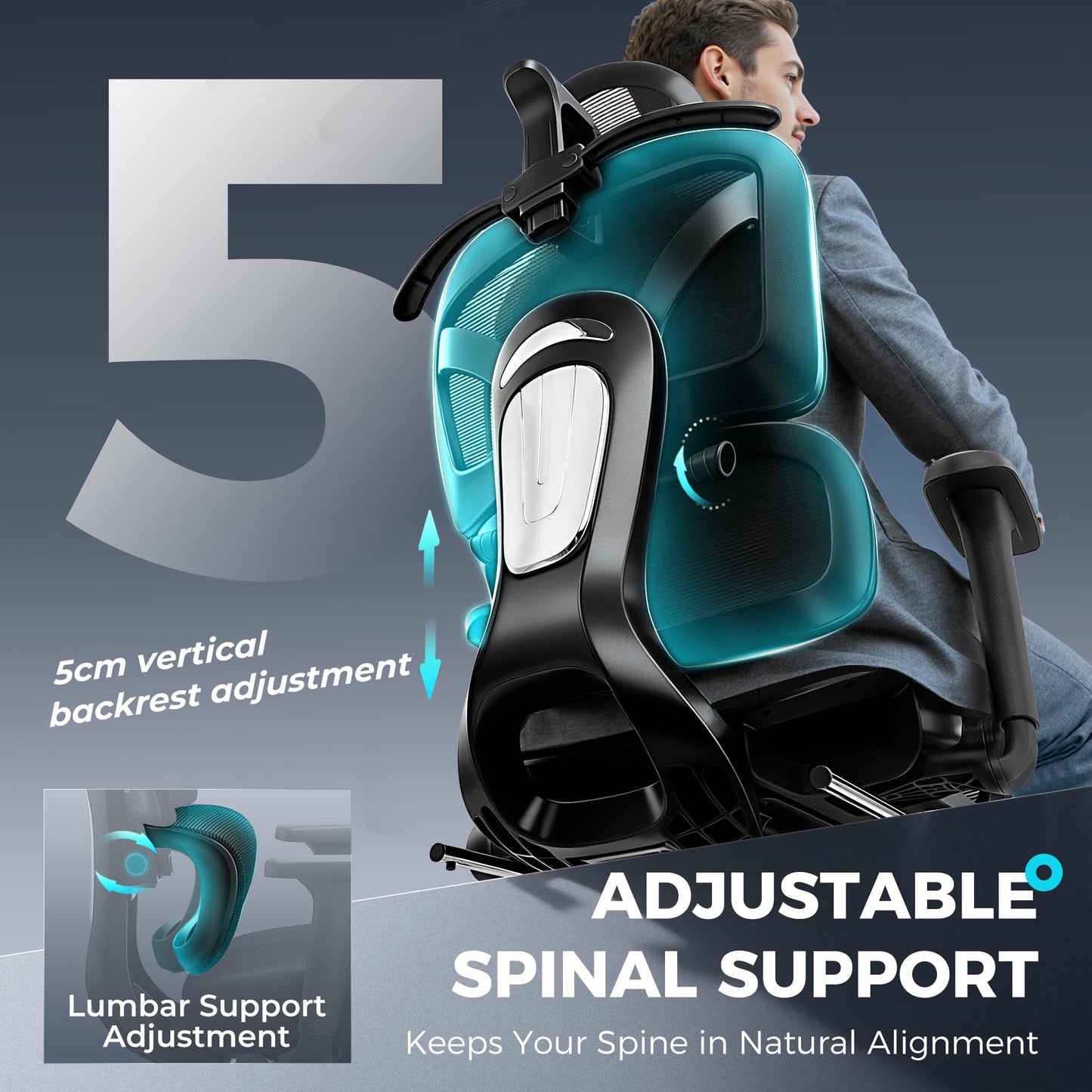 TECHREST Ergonomic Office Chair with Footrest, Big and Tall Home Desk Chair, High Back Rolling Computer Chair with 3D Arms and Lumbar Support, Comfortable Gaming Chair, Swivel Mesh Chairs, Black
