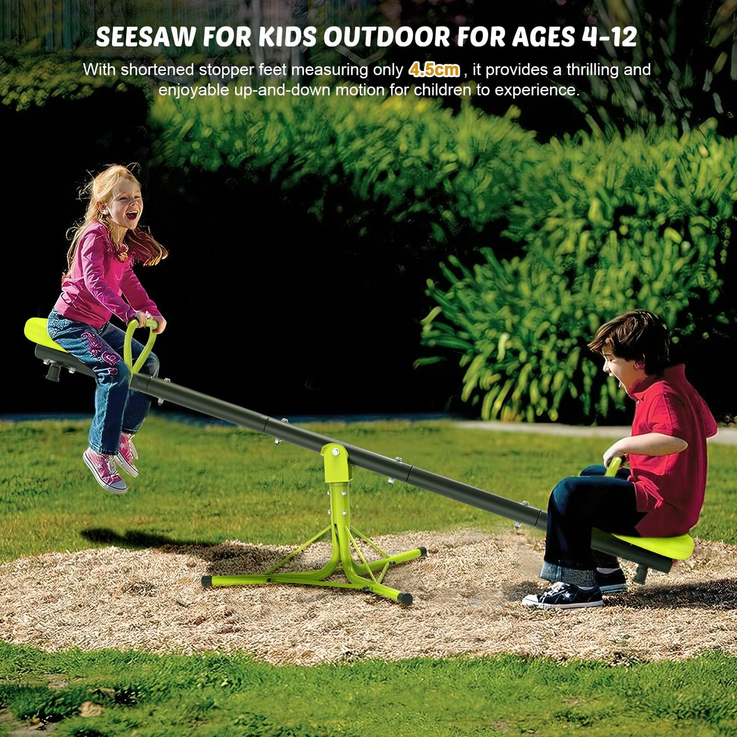 Iyoyo Teeter Totter Seesaw for Kids Outdoor for Ages 4-8 Toddler Seesaw Sit and Spin Teeter Totter Outside Outdoor Toys Swiveling 360 Degrees Rotating for Children Age 3 4 5 6 7 8 (Light Green)