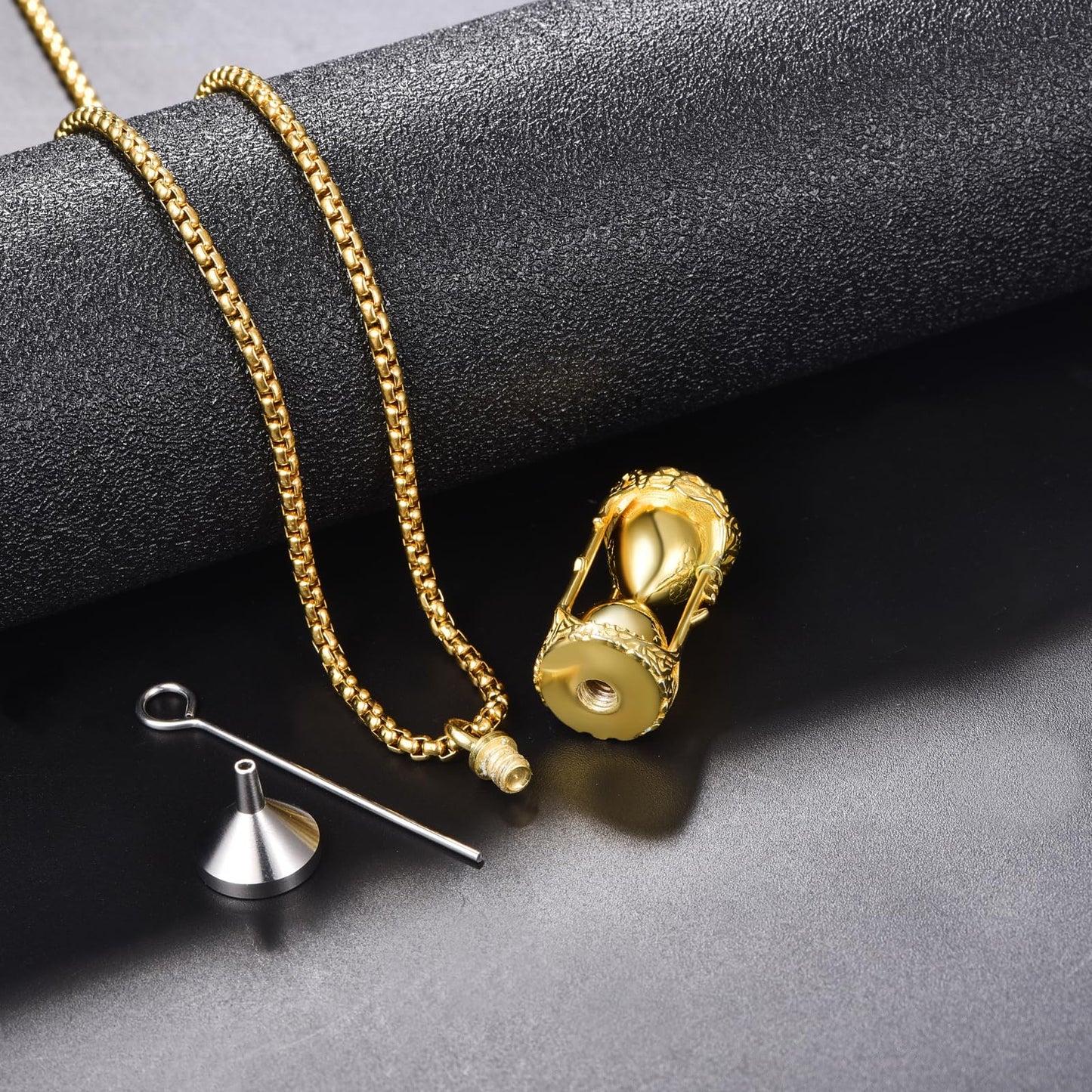 ADMETUS Tree of Life Hourglass Urn Necklaces for Ashes 24K Gold-Plated Cremation Jewelry for Ashes for Men Ash Keepsake Pendant Memorial Gifts