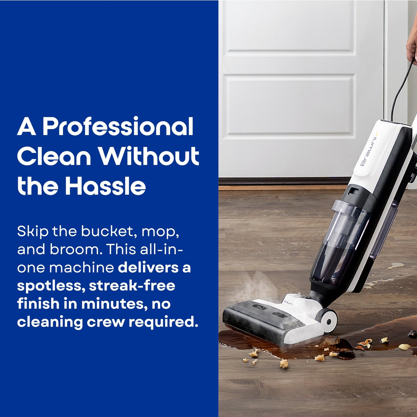 BRAWNIX Wet Dry Vacuum and Mop for Hard Floors | Digital Display | Great for Sticky Messes, Pet Hair, Picks Up Debris & Deep Scrubs | Self Cleaning | Vacuum Cleaner for Hard Floors and Area Rugs