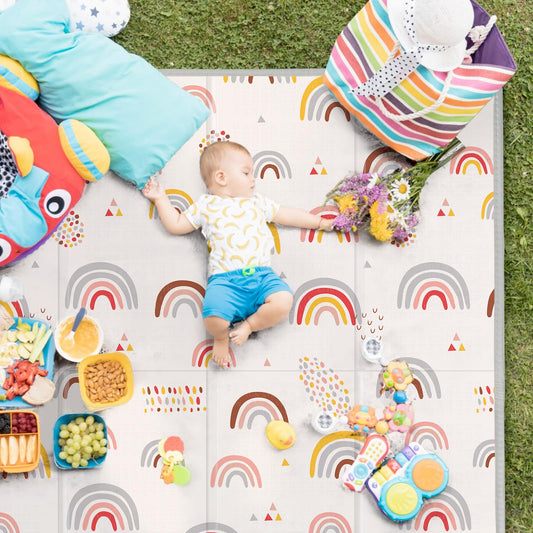 PIGLOG Baby Play Mat, Middle 59X59" Playmat for Playpen, 0.8 Inch Thick Foldable Baby Crawling Mat, Portable Playmat for Babies and Toddlers, Infants, Toddler, Kids