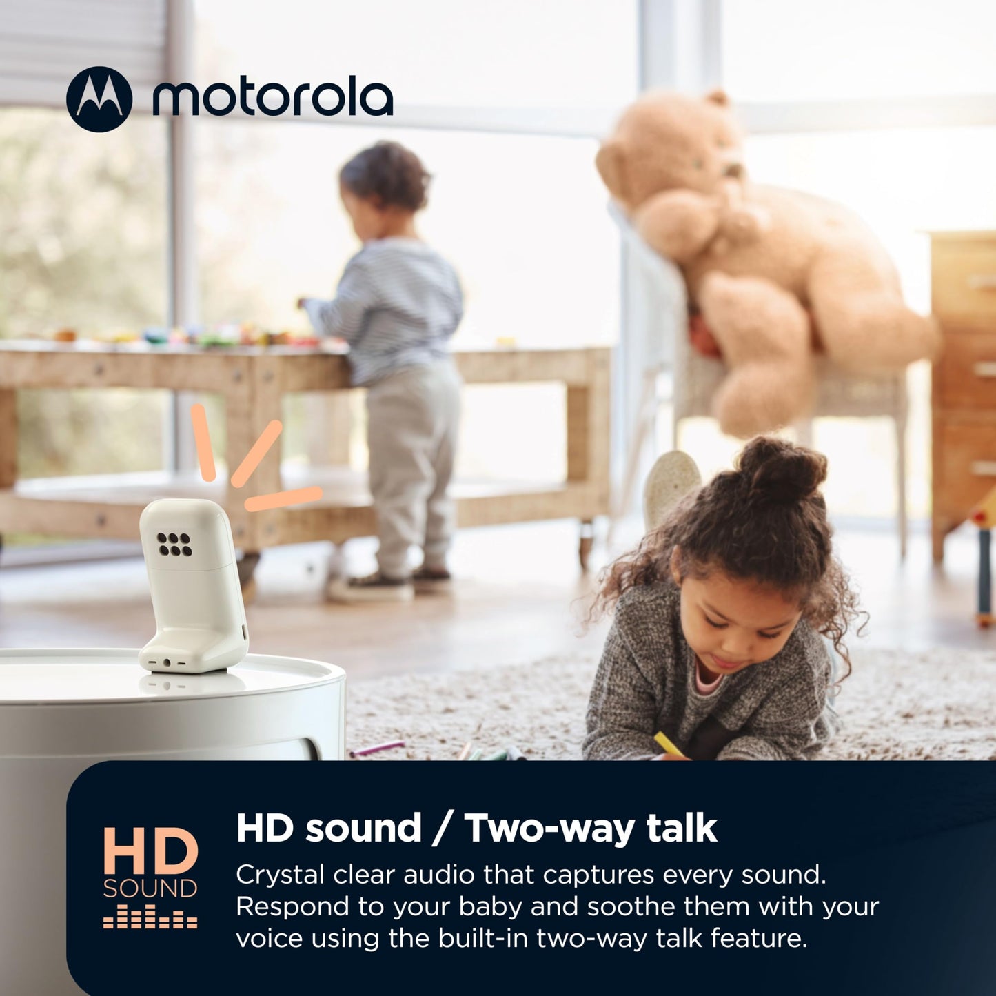 Motorola Nursery PIP15 Audio Baby Monitor, Dual Room HD Infant Monitor with Nightlight, 1500 Ft. Range, Two-Way Talk, Includes Parent Unit, 2 Monitors