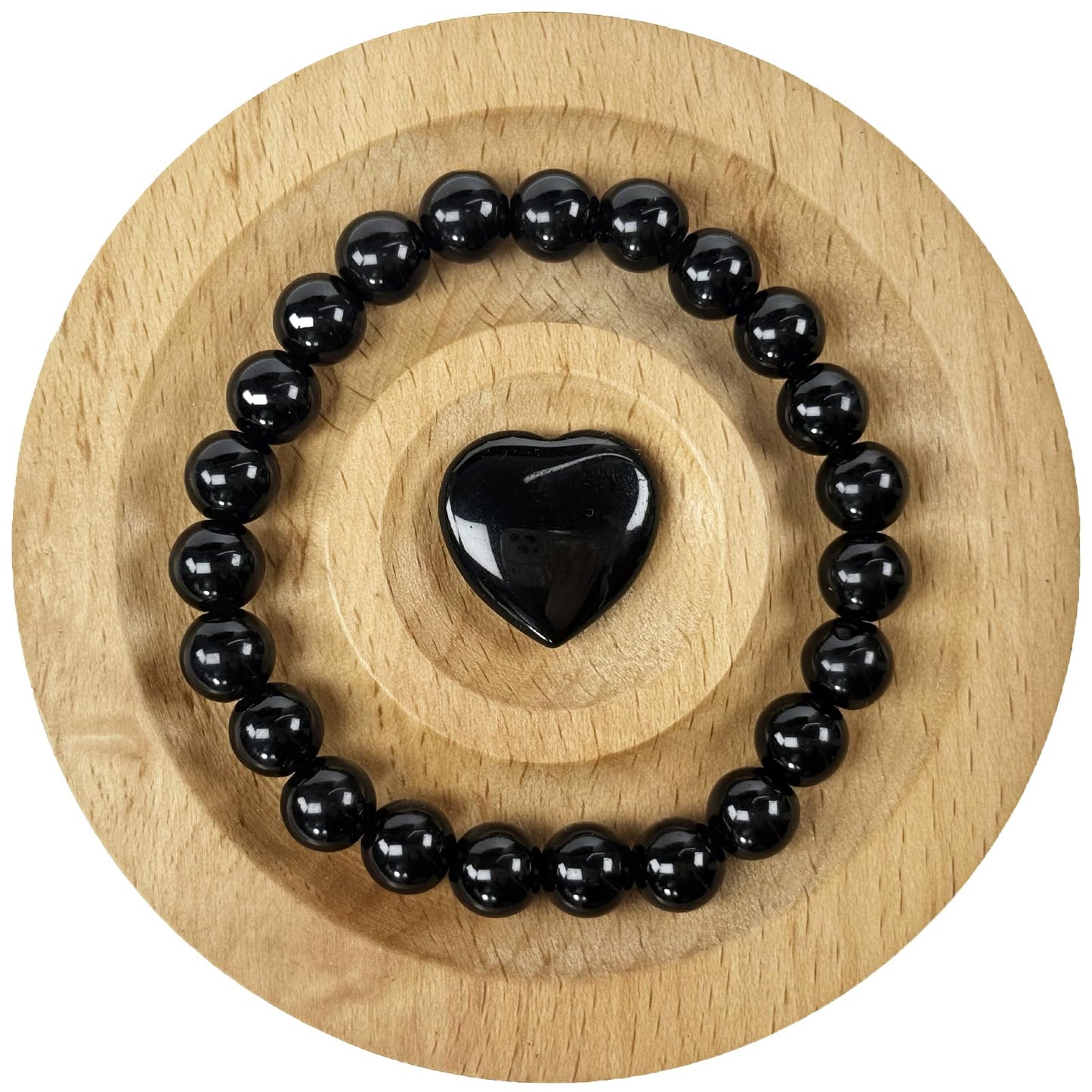 SAFEINA Obsidian Healing Crystal Stretch Bracelet for Women Men's Gifts, 8mm Stackable Beaded Bracelets with Heart Stones Set Stress Relief Yoga Reiki Gems Healing Crystals Inspirational