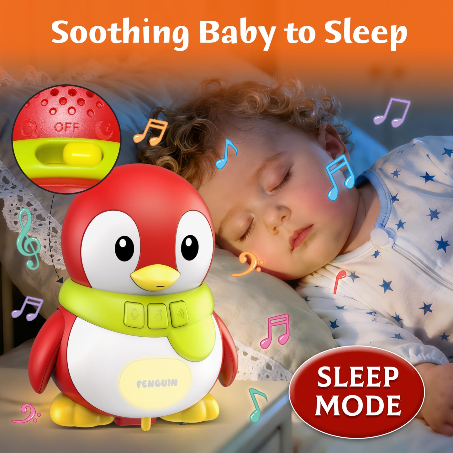 Baby Toys 6-12 Months, Musical Red Penguins Crawling Infant Toys, Early Learning Toy for Tummy Time with Light & Sound, Birthday Gifts for Babies Newborn Boys Girls 6 7 8 9 10 11 Months 1 Year Old