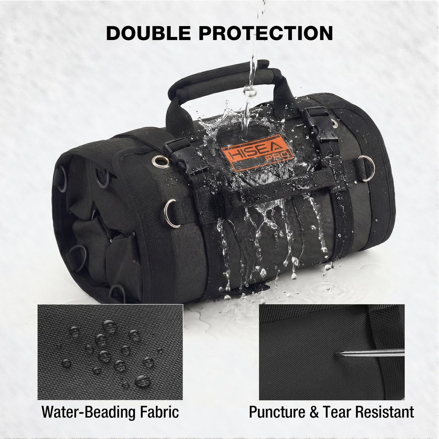 HISEA Roll Up Tool Bag, Heavy Duty Tool Storage Large-Capacity, 27"*14" Portable Tools Organizer with Utility Detachable Pouches, Water-Resistant Tool Roll Bag for Mechanic, Electrician, Gifts