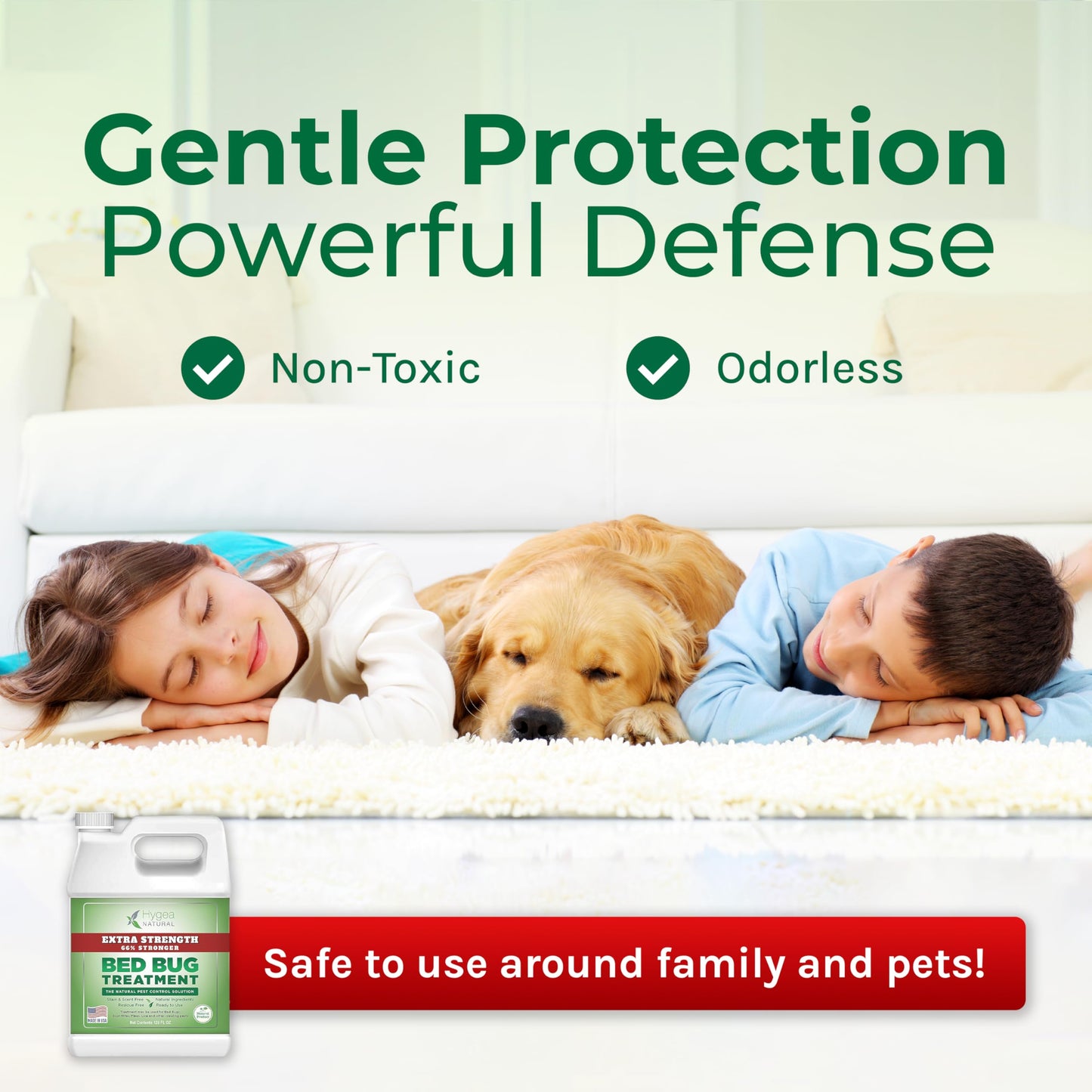 Hygea Natural Extra Strength Bed Bug Killer & Mite Spray- Child & Pet Friendly - Stain & Odor Free - 66% Stronger Natural Formula (128 oz)
